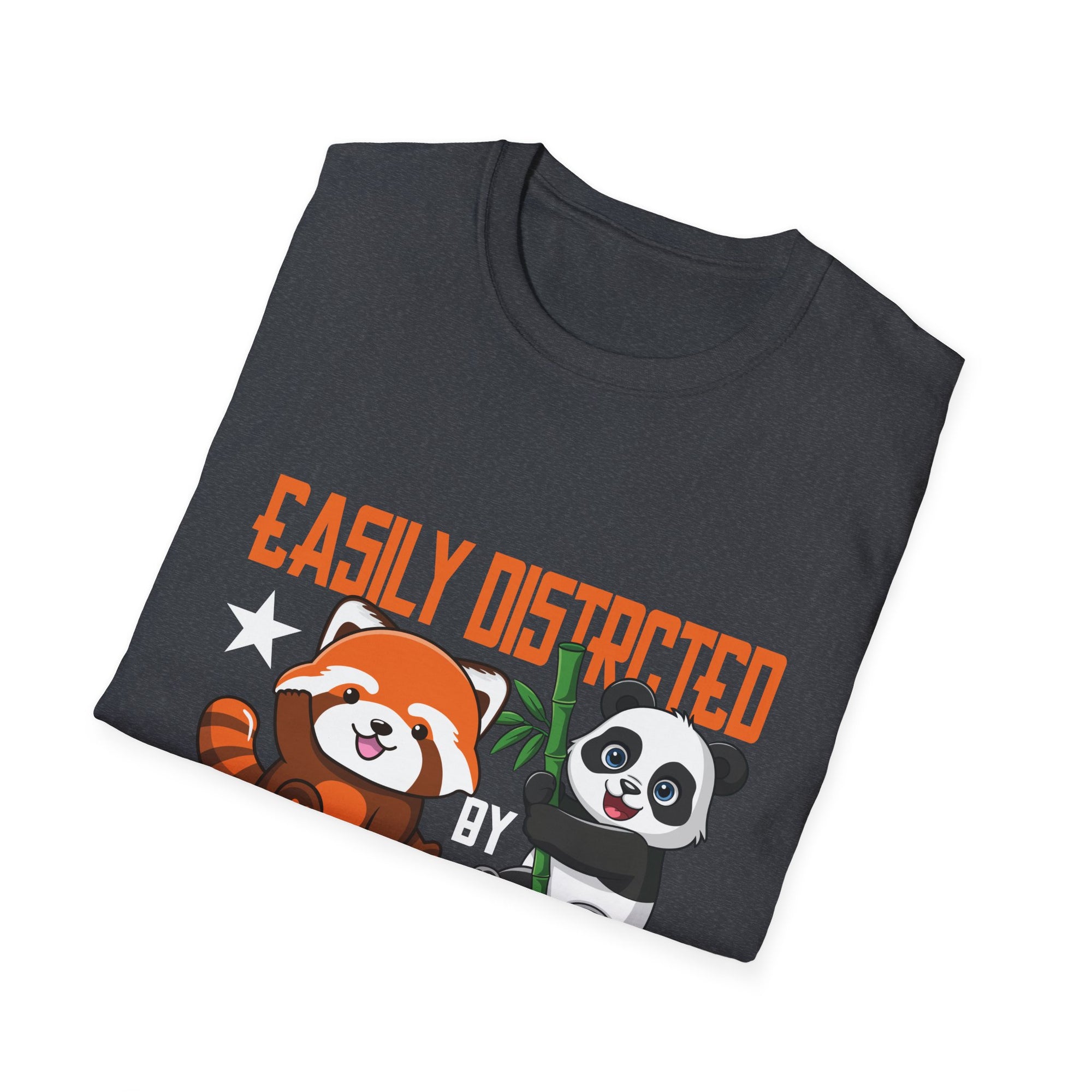 Easily Distracted by Pandas Cute Red Panda and Panda Unisex Softstyle T-Shirt