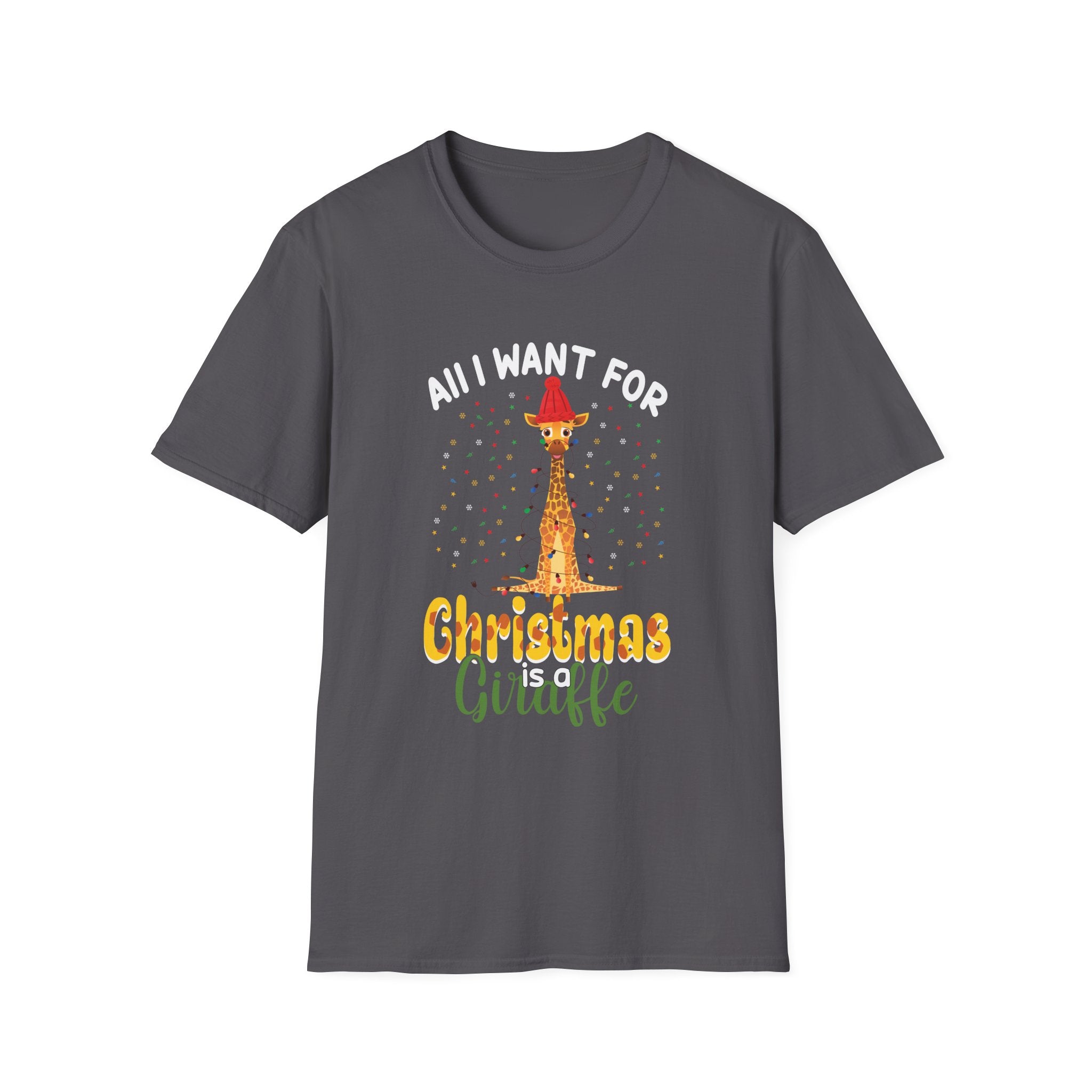 Unisex Christmas Giraffe T-Shirt, Holiday Gift, Cute Casual Tee, Animal Lover Apparel, Fun Xmas Shirt, Christmas Party Outfit