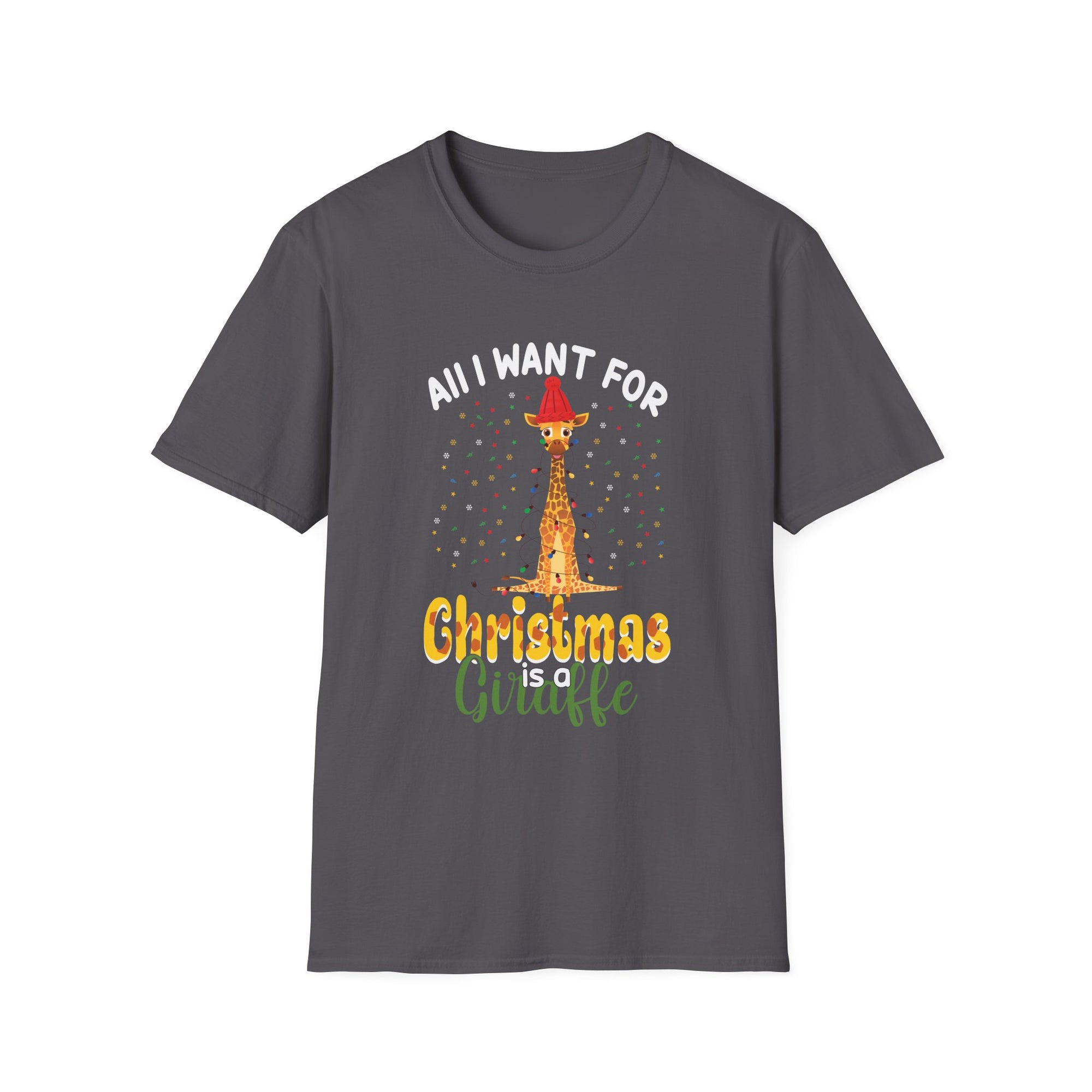 Unisex Christmas Giraffe T-Shirt, Holiday Gift, Cute Casual Tee, Animal Lover Apparel, Fun Xmas Shirt, Christmas Party Outfit