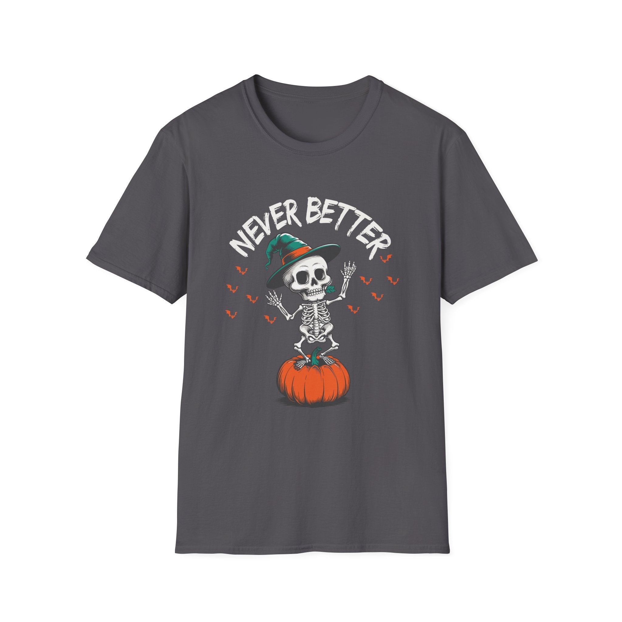 Halloween Skeleton T-Shirt, Unisex Softstyle Tee, Spooky Season Apparel, Funny Skeleton Shirt, Gifts for Halloween Lovers, Casual Wear