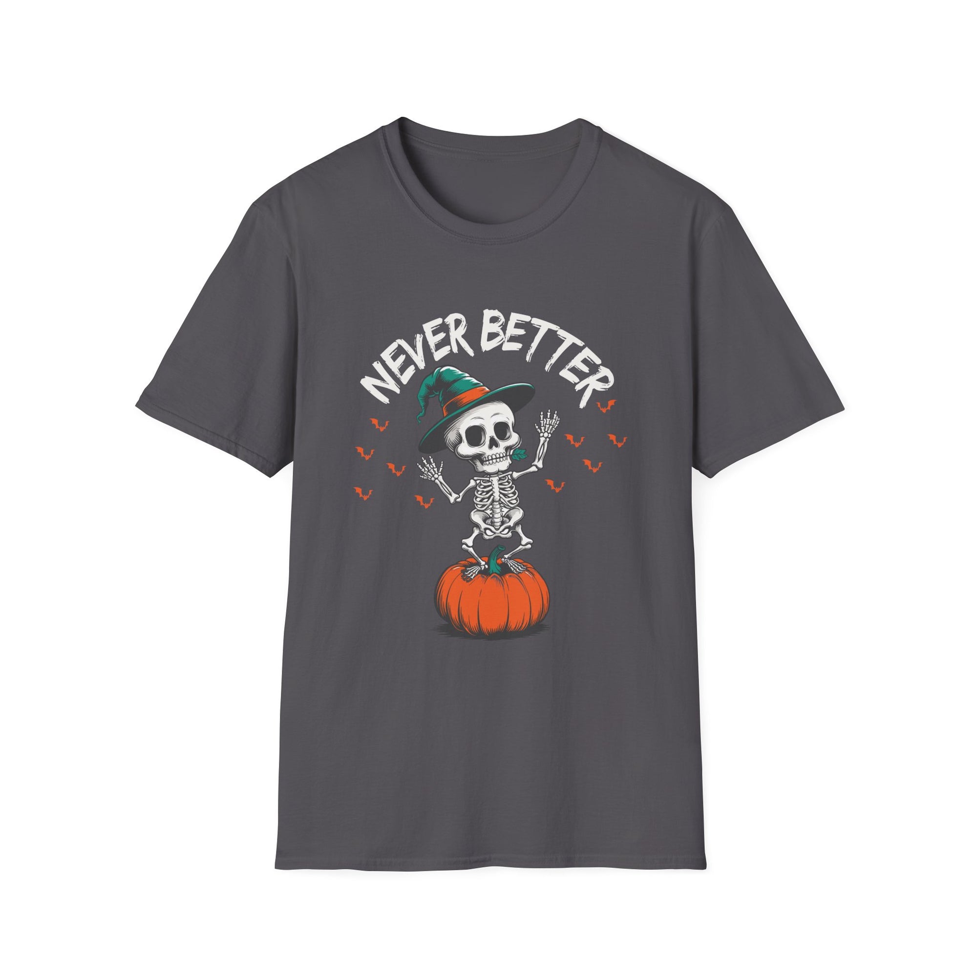 Halloween Skeleton T-Shirt, Unisex Softstyle Tee, Spooky Season Apparel, Funny Skeleton Shirt, Gifts for Halloween Lovers, Casual Wear