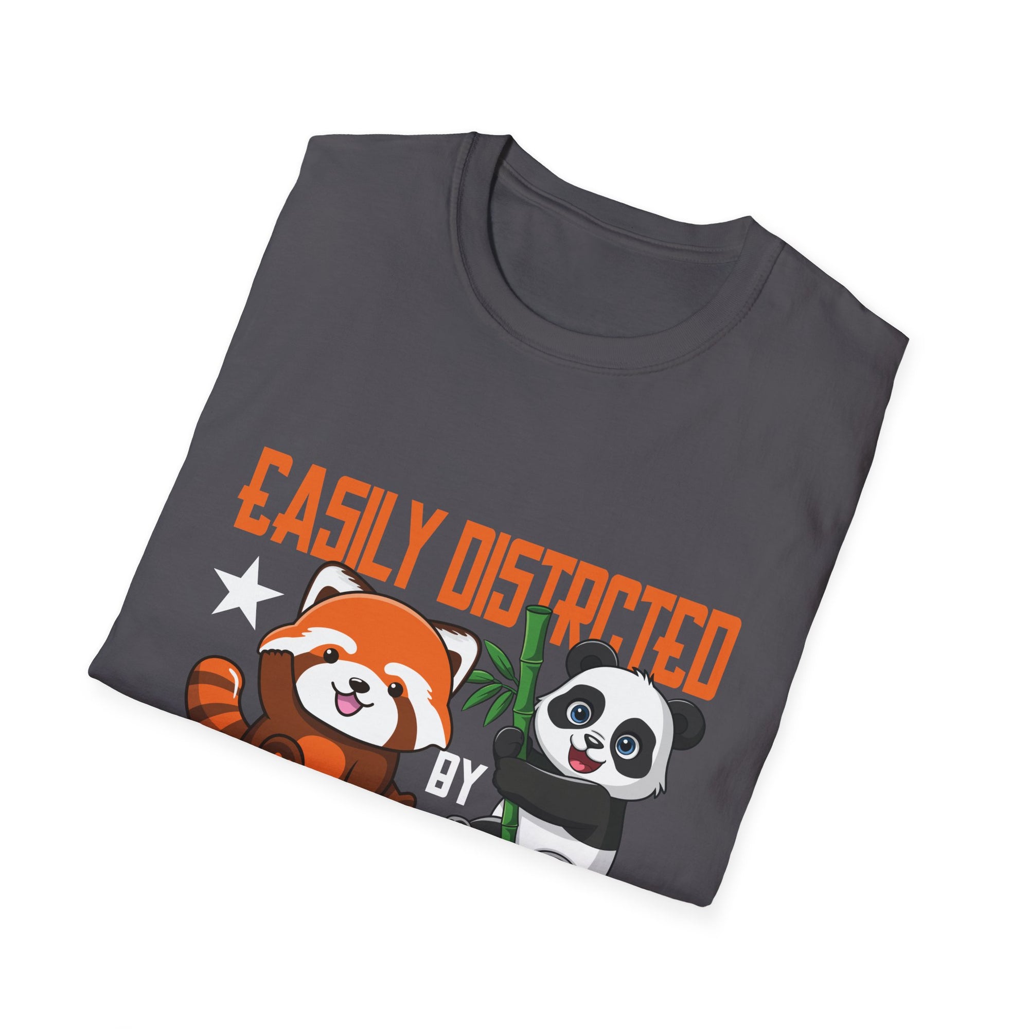 Easily Distracted by Pandas Cute Red Panda and Panda Unisex Softstyle T-Shirt