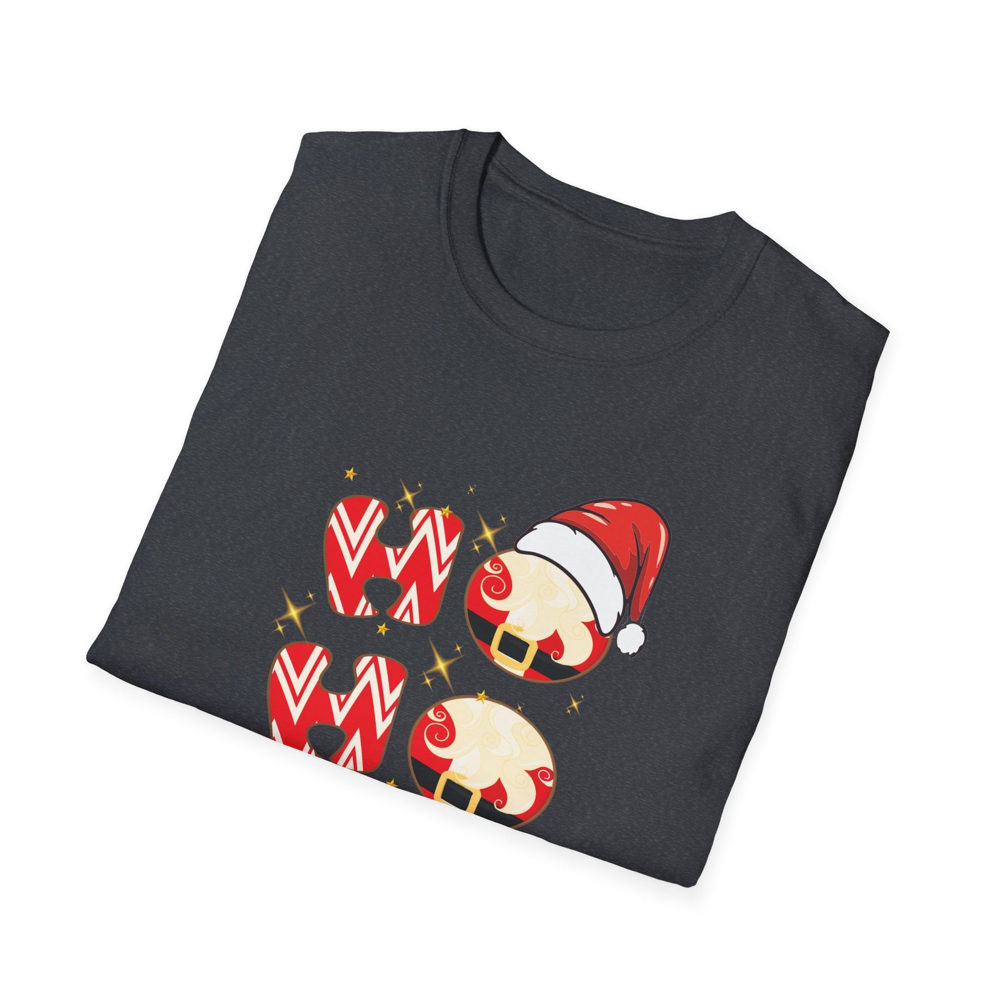 Festive Holiday T-Shirt: Cute Santa and Candy Cane Design, Christmas Gift, Unisex Softstyle Tee, Merry Christmas Shirt, Holiday Apparel