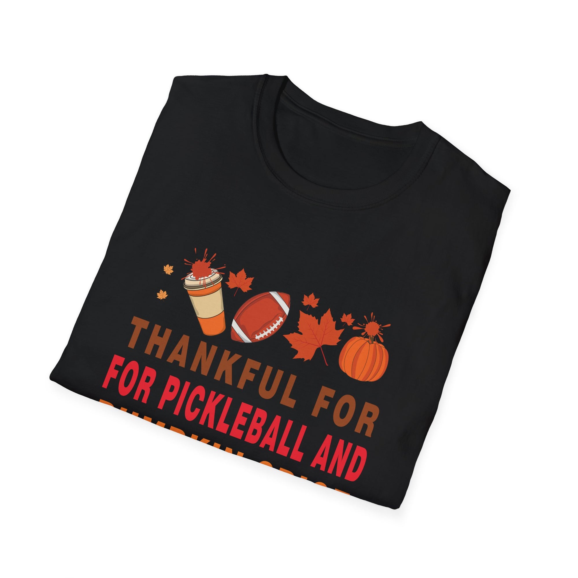 Thankful for Pickleball & Pumpkin Spice T-Shirt, Fall Fashion, Thanksgiving Tee, Unisex Autumn Shirt, Cozy Casual Wear