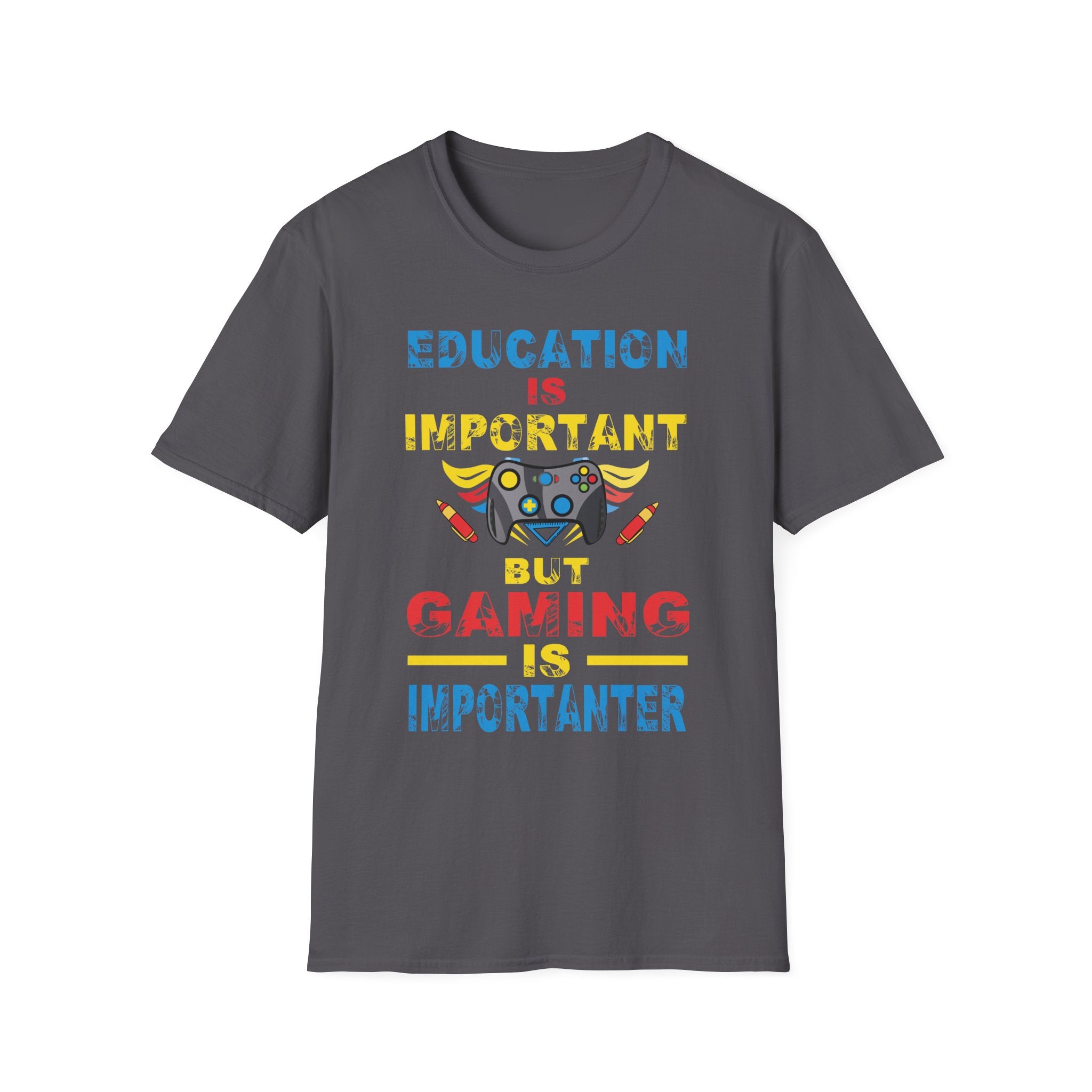 Unisex Gaming T-Shirt - Education is Important but Gaming is Importanter, Funny Gamer Tee, Perfect Gift for Gamers, Casual Wear, [...]