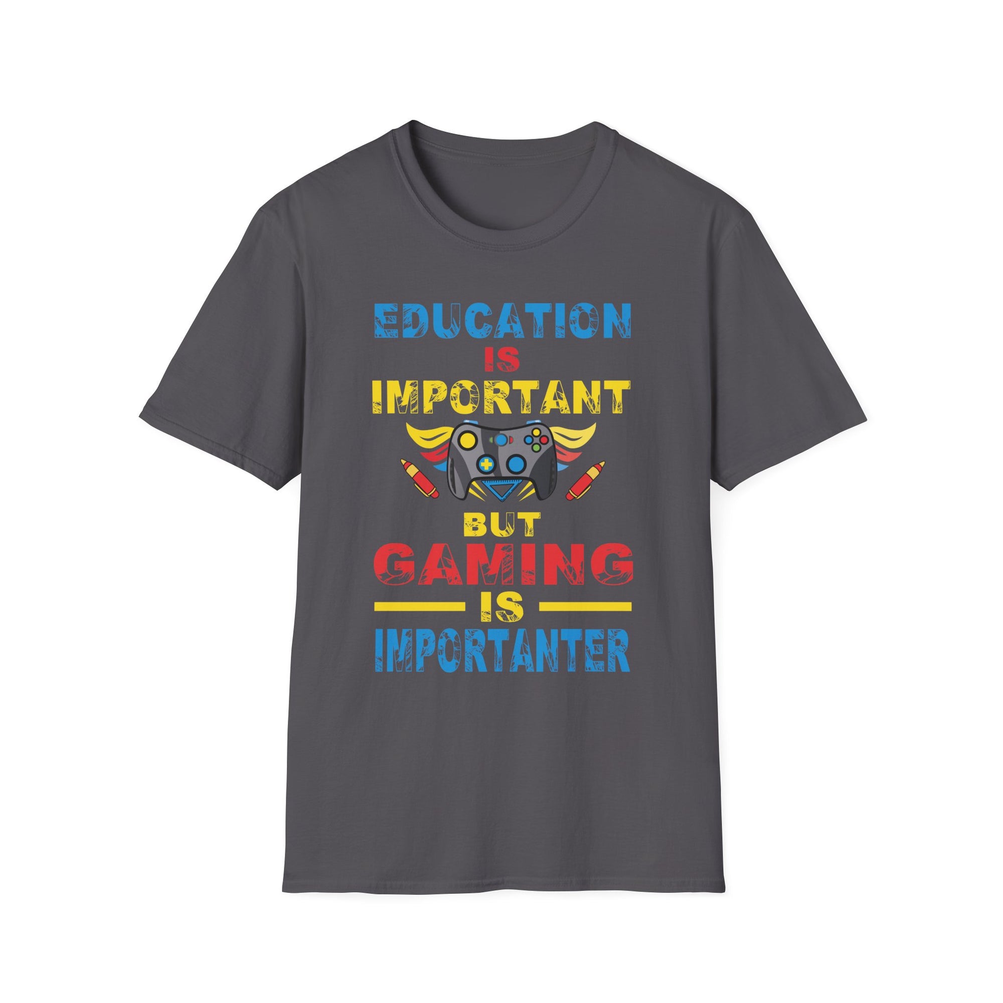Unisex Gaming T-Shirt - Education is Important but Gaming is Importanter, Funny Gamer Tee, Perfect Gift for Gamers, Casual Wear, [...]