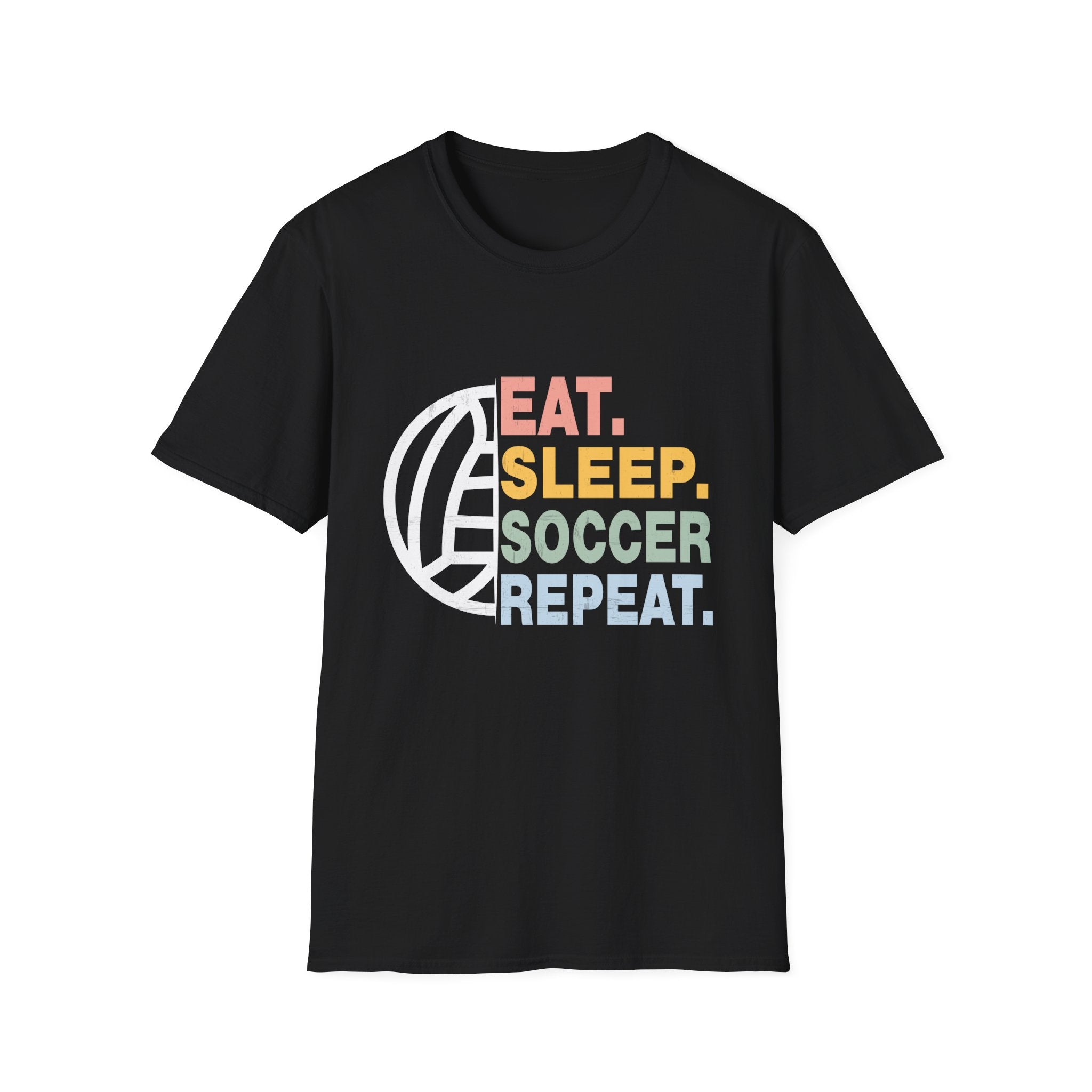 Eat Sleep Soccer Repeat Unisex T-Shirt, Softstyle Tee for Soccer Lovers, Sports Fan Apparel, Gift for Athletes