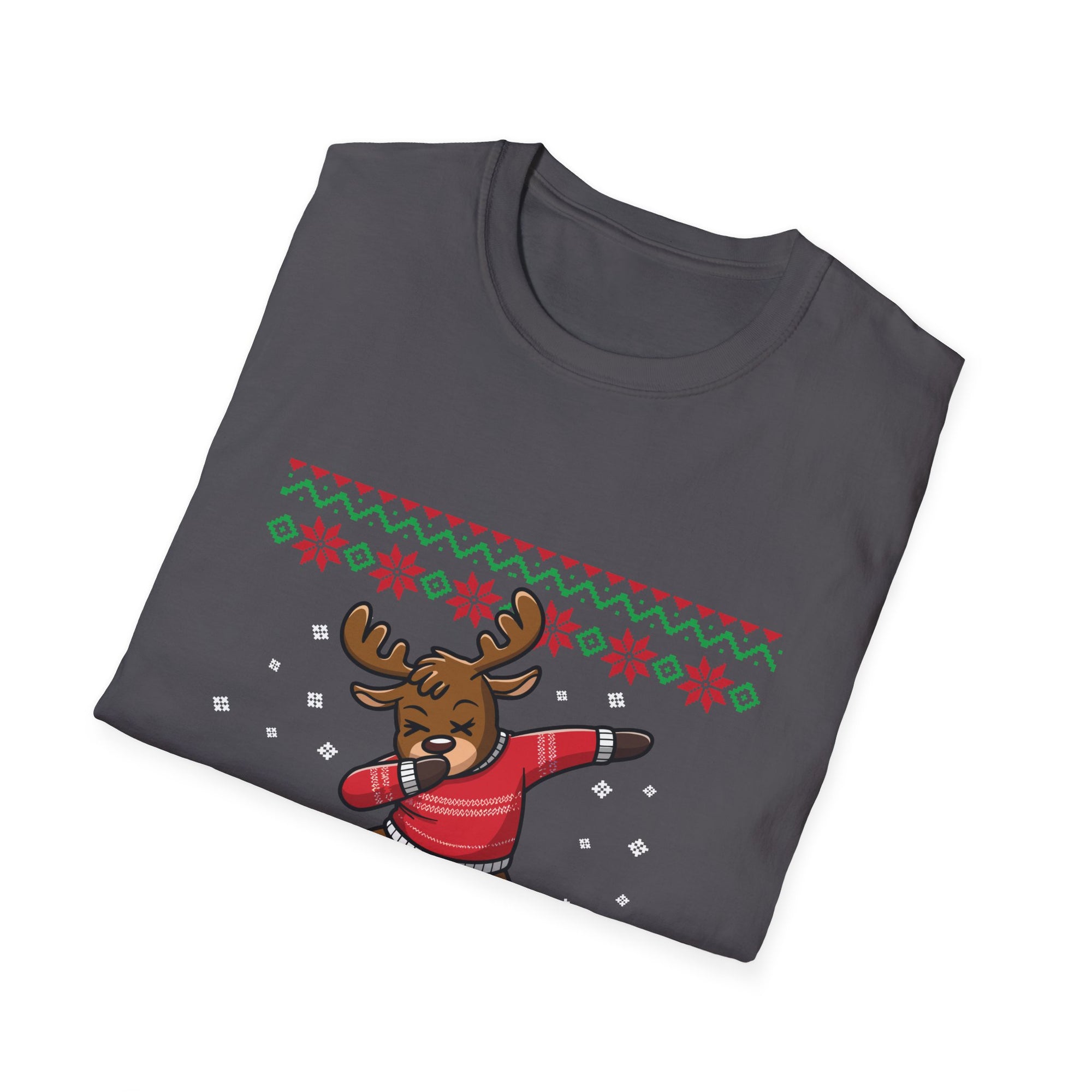 Festive Moose Graphic T-Shirt, Holiday Apparel, Unisex Christmas Shirt, Ugly Sweater Tee, Cute Winter Outfit