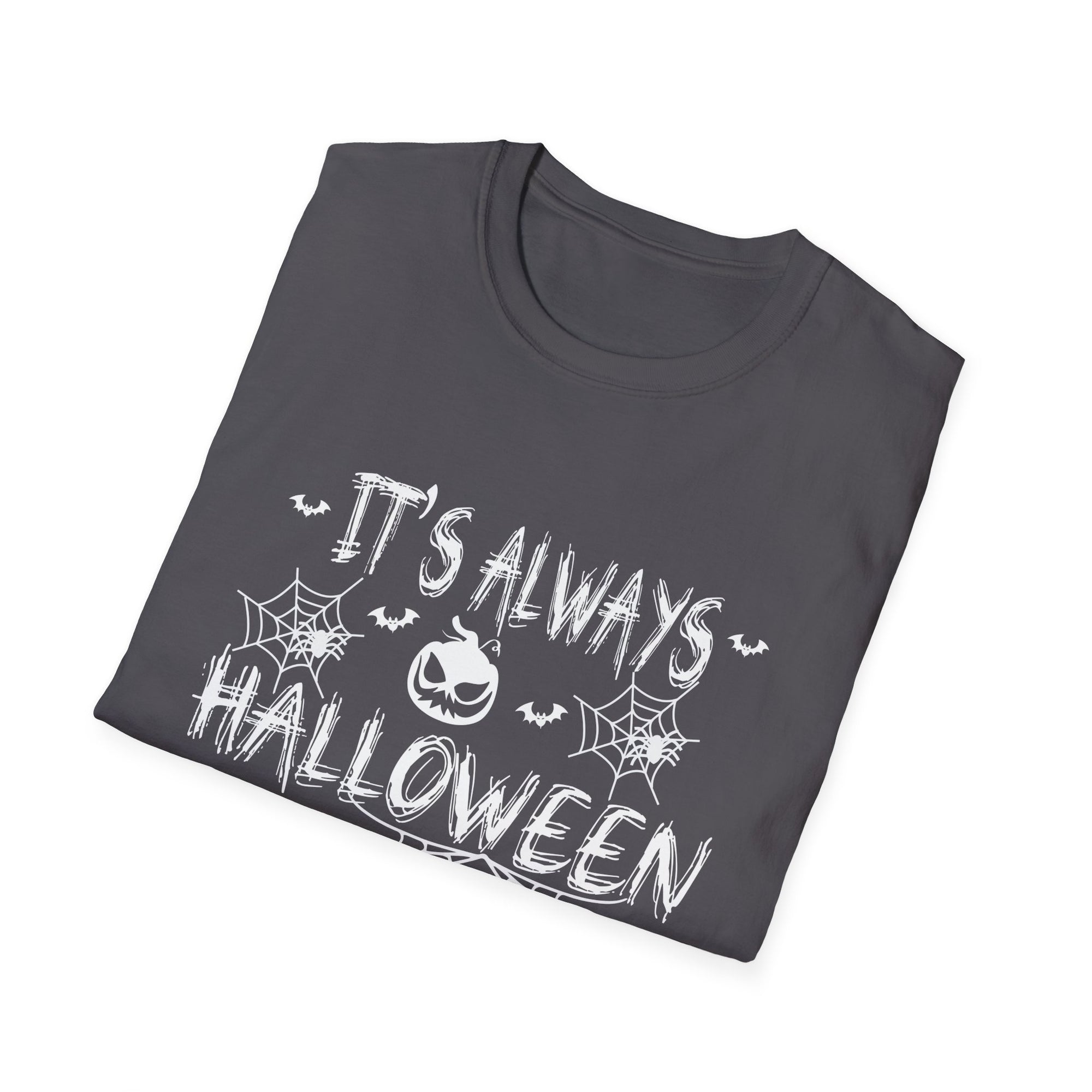 Halloween-Inspired Unisex Softstyle T-Shirt, Spooky Graphic Tee for Fall, Casual Wear, Funny Halloween Shirt, Gifts for Halloween Lovers