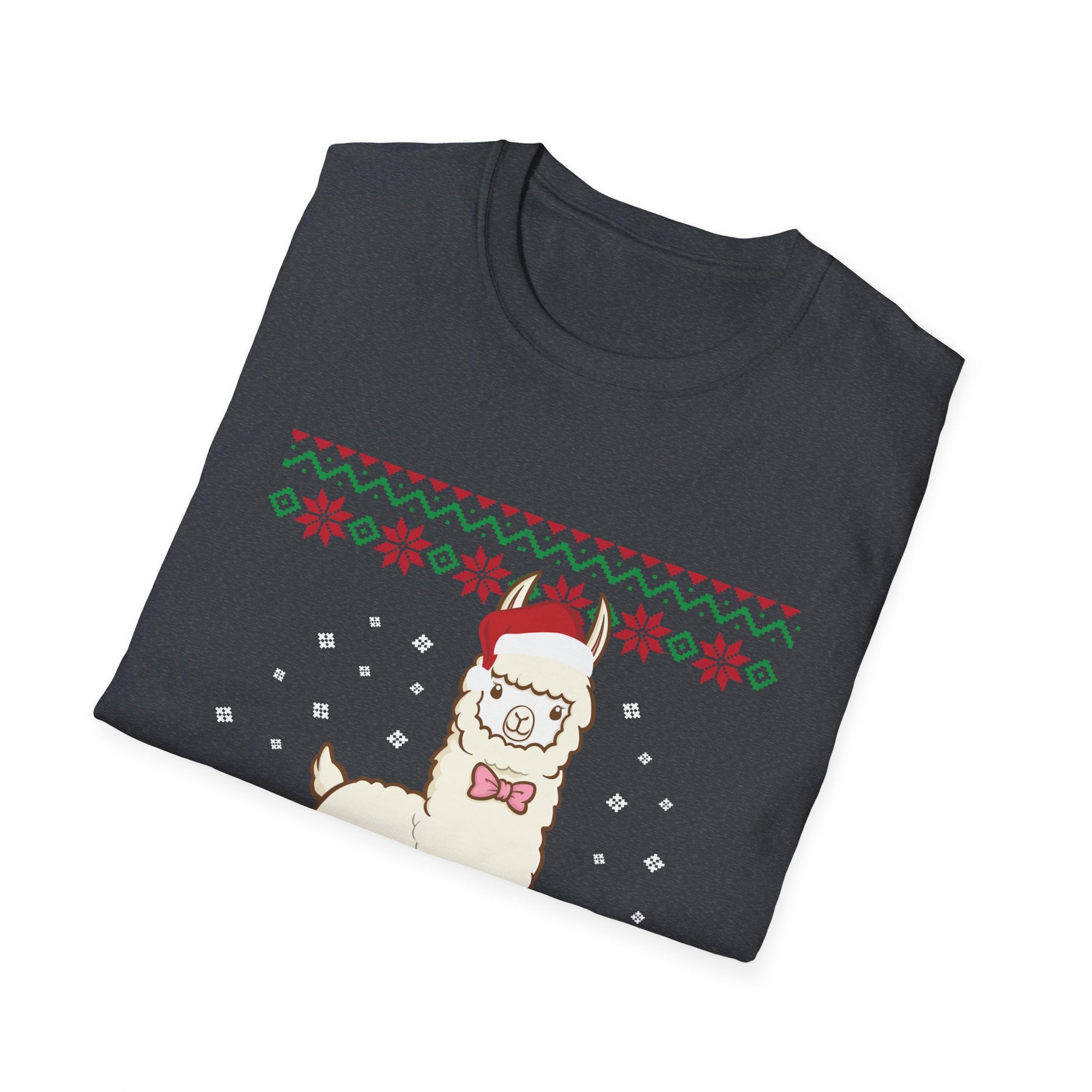 Festive Llama T-Shirt, Holiday Apparel, Christmas Gift, Unisex Softstyle Tee, Party Outfit, Animal Lover Shirt