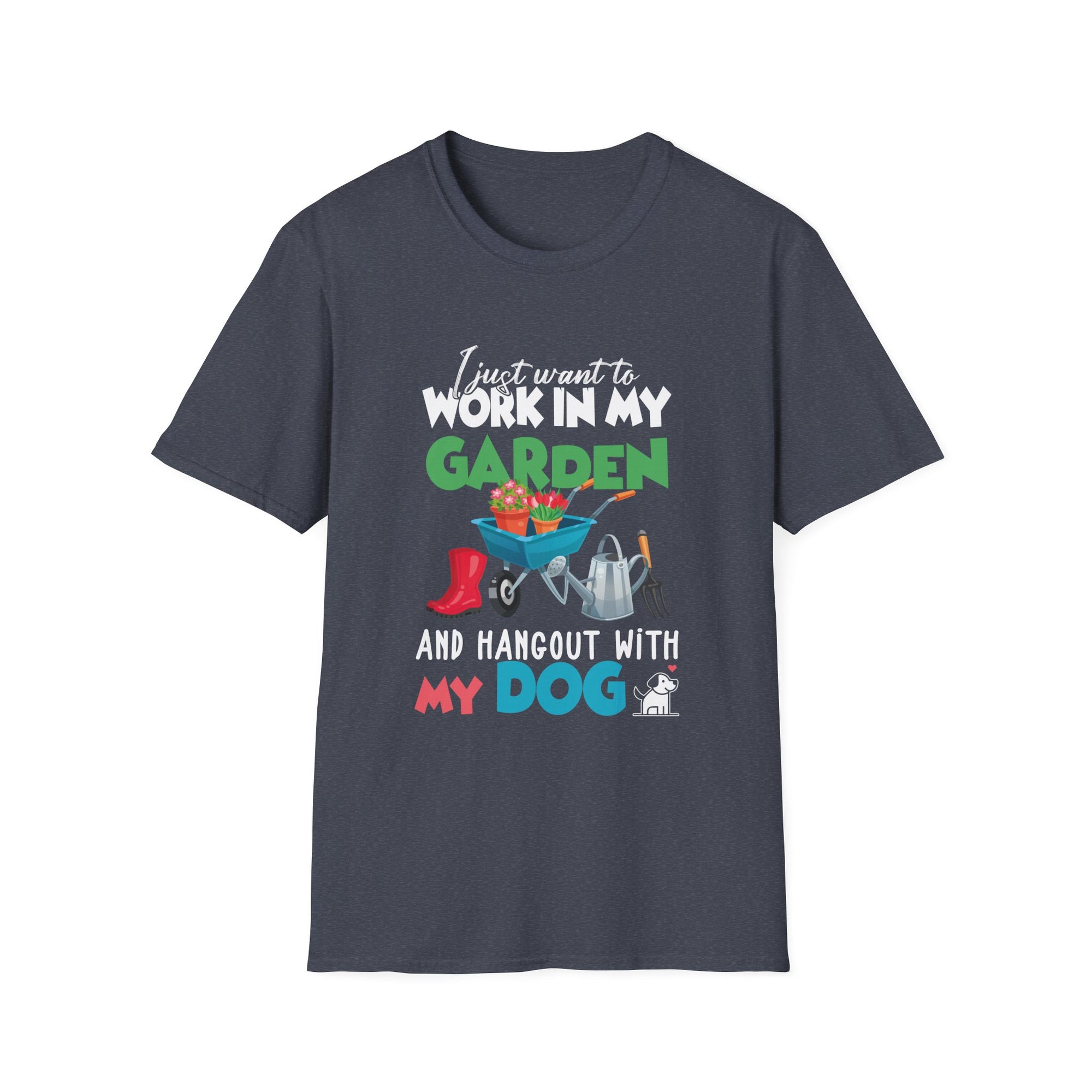 Garden Dog Lover T-Shirt, Unisex Gardening Tee, Pet Owner Gift, Hobbyist Apparel, Floral Graphic Tee, Outdoor Fun Clothing