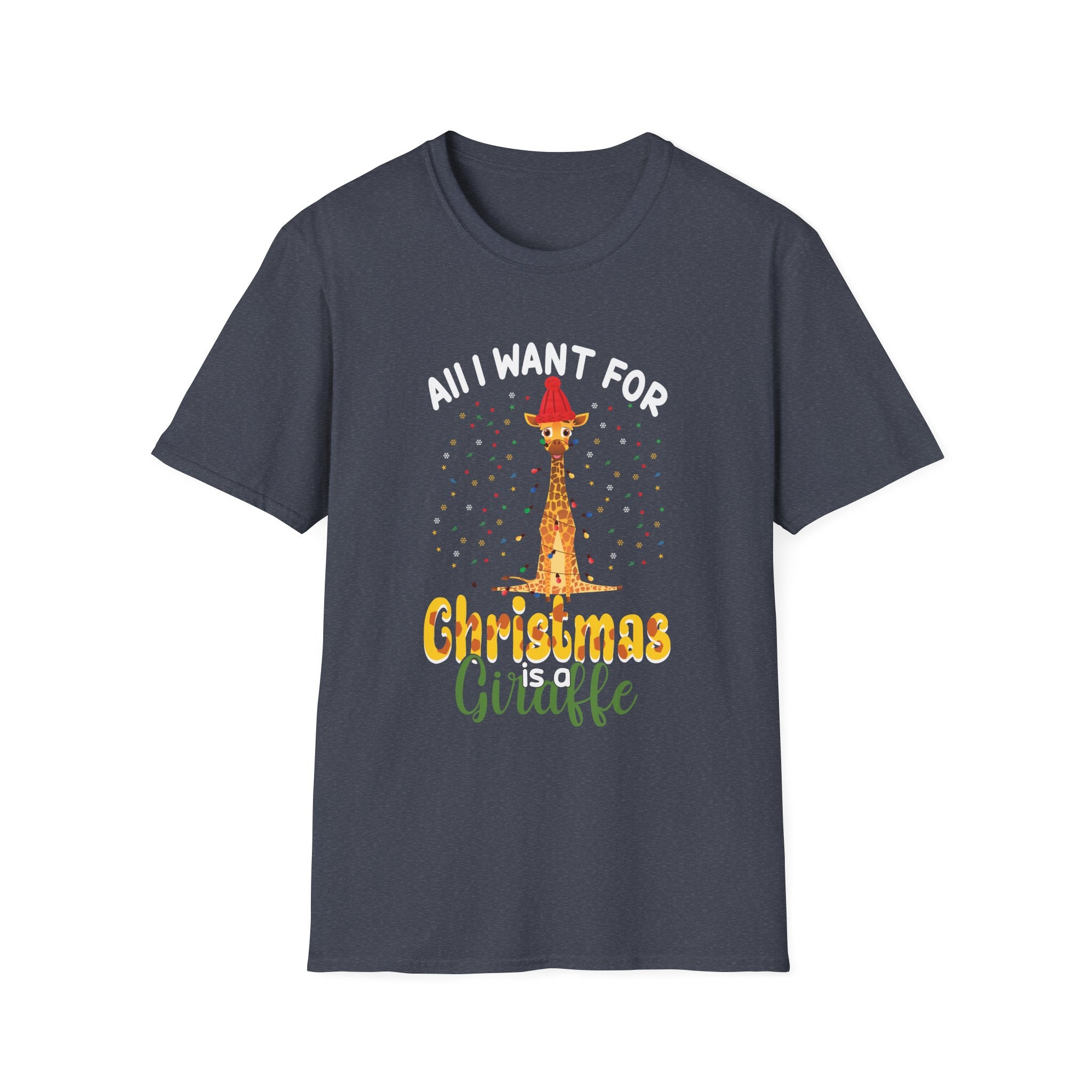 Unisex Christmas Giraffe T-Shirt, Holiday Gift, Cute Casual Tee, Animal Lover Apparel, Fun Xmas Shirt, Christmas Party Outfit