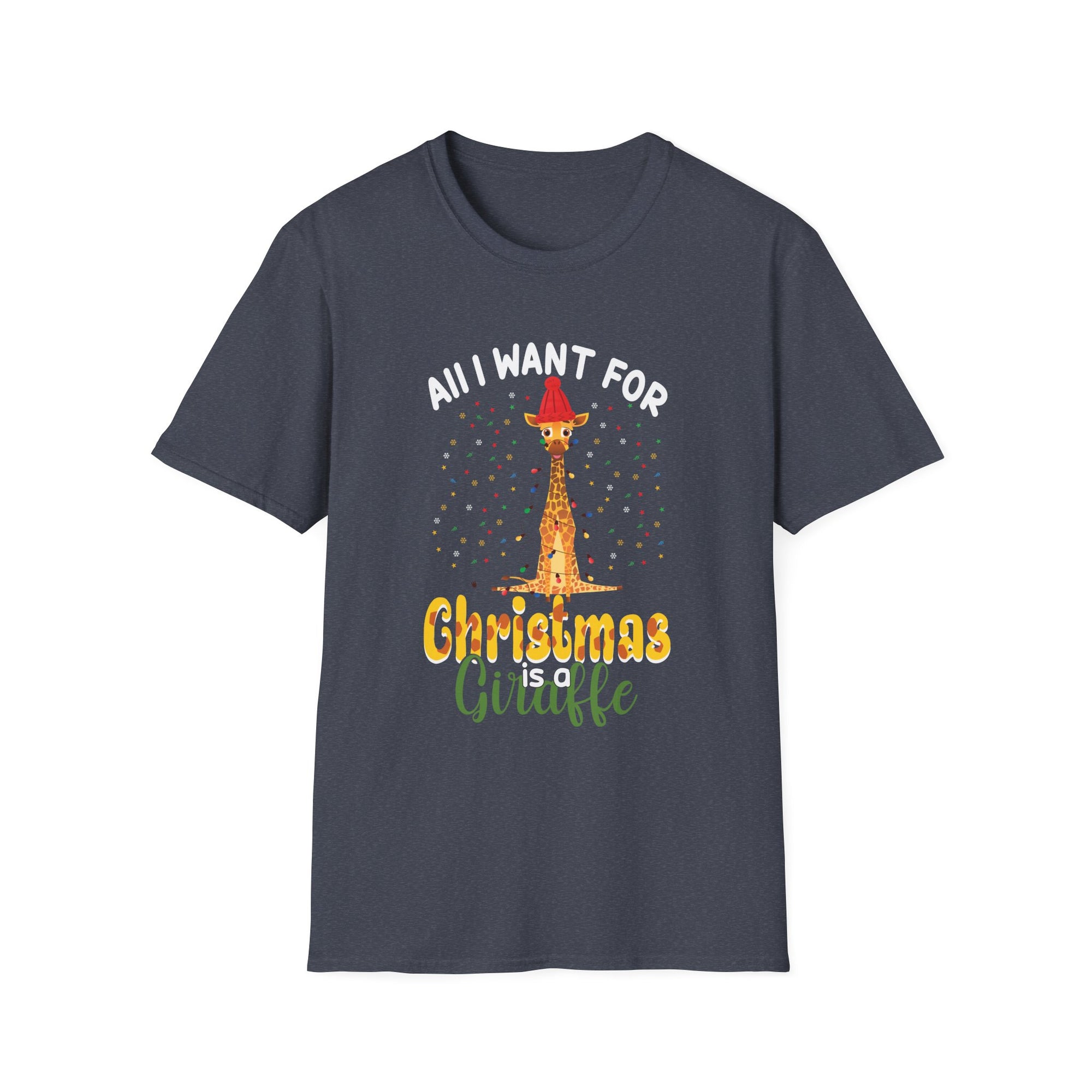 Unisex Christmas Giraffe T-Shirt, Holiday Gift, Cute Casual Tee, Animal Lover Apparel, Fun Xmas Shirt, Christmas Party Outfit