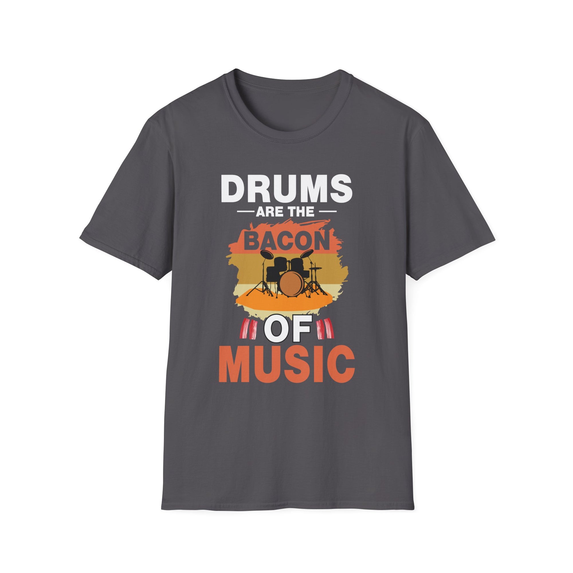 Drum Lover's Bacon T-Shirt, Music Enthusiast Gift, Funny Drummer Tee, Musical Apparel, Unique Band Shirt, Ideal for Musicians