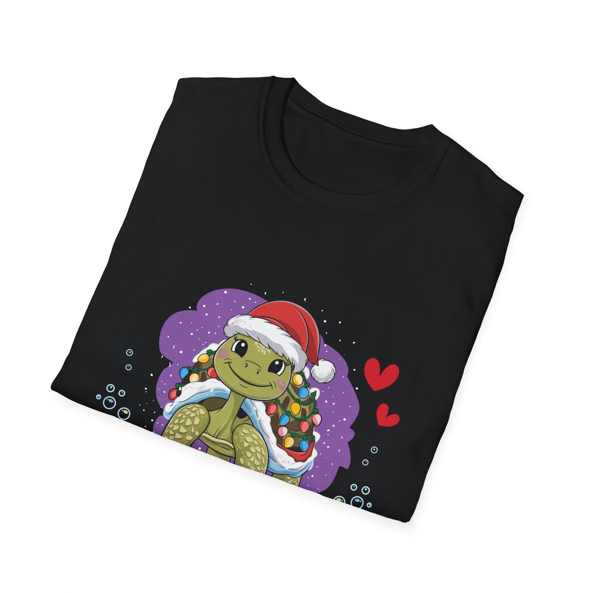 Christmas Turtle T-Shirt, Fun Holiday Tee, Unisex Softstyle Shirt, Gift for Ocean Lovers, Cute Festive Apparel