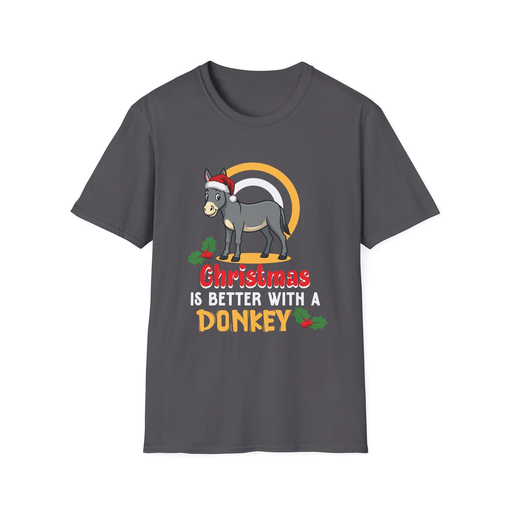 Christmas Donkey T-Shirt, Unisex Tee for Holiday Cheer, Funny Gift for Animal Lovers, Christmas Apparel, Festive Season Wear