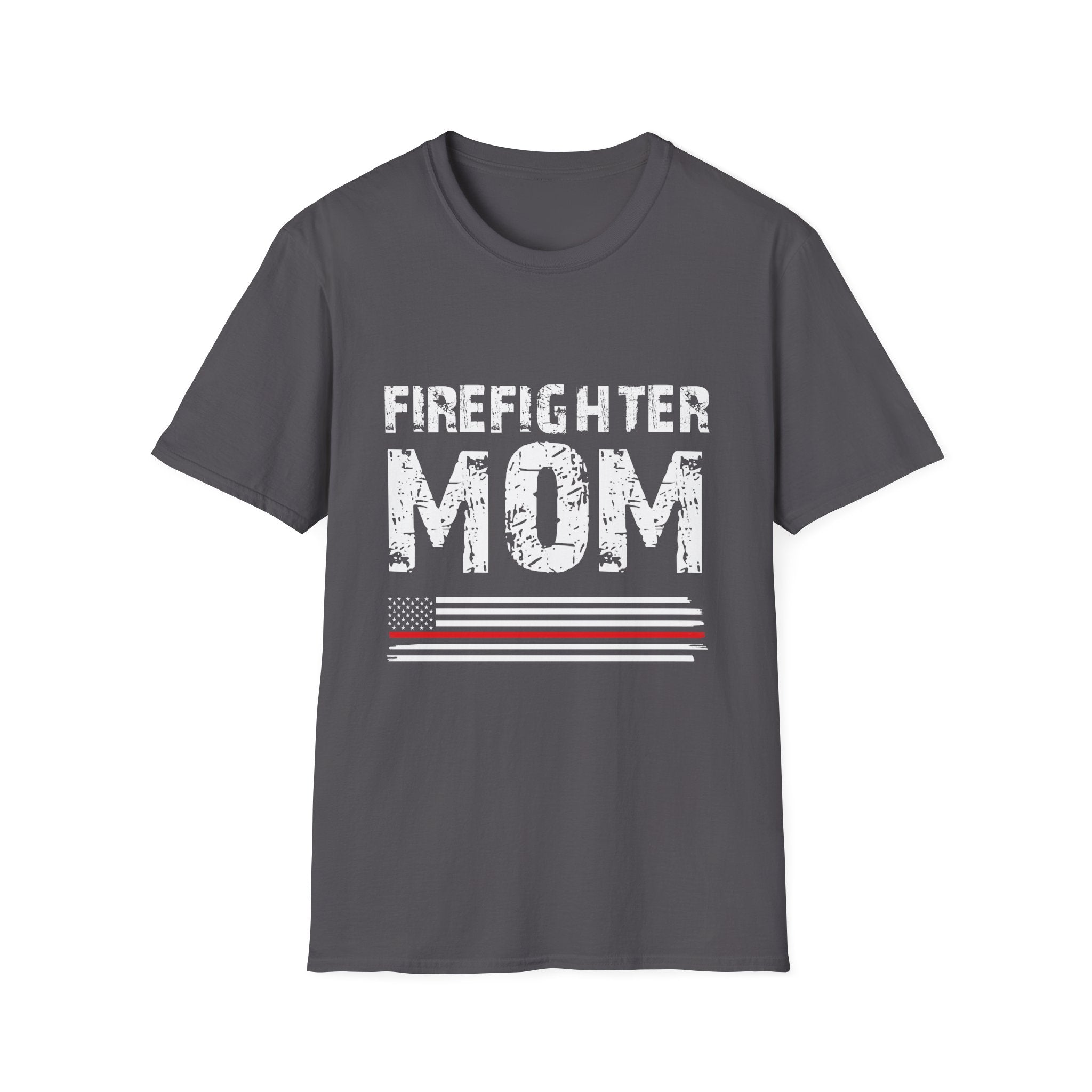 Firefighter Mom Mother Support the Thin Red Line Flag Son Unisex Softstyle T-Shirt