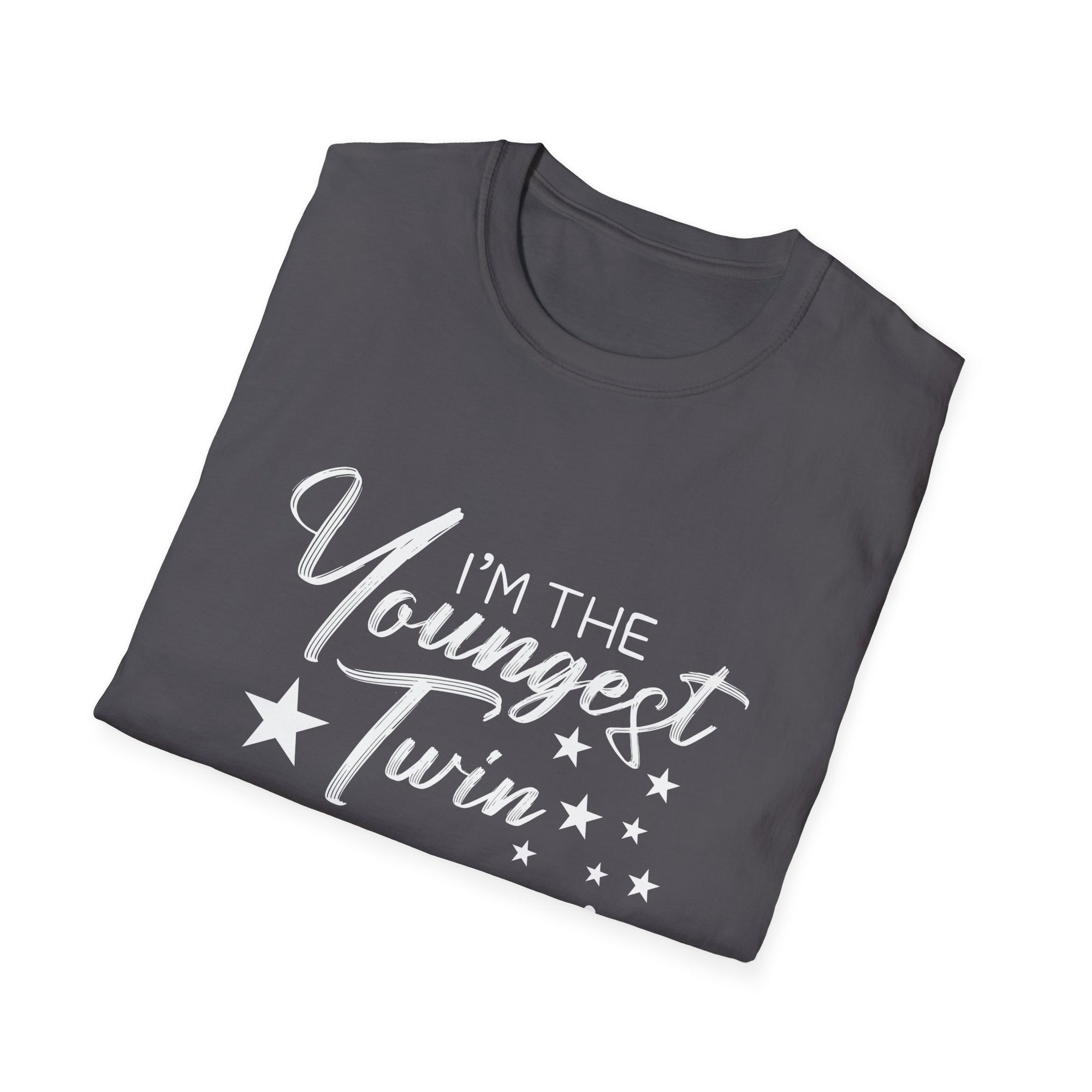 I'm the Youngest Twin T-Shirt, Unisex Softstyle Shirt, Perfect for Twin Celebrations, Birthday Gifts, Family Gatherings
