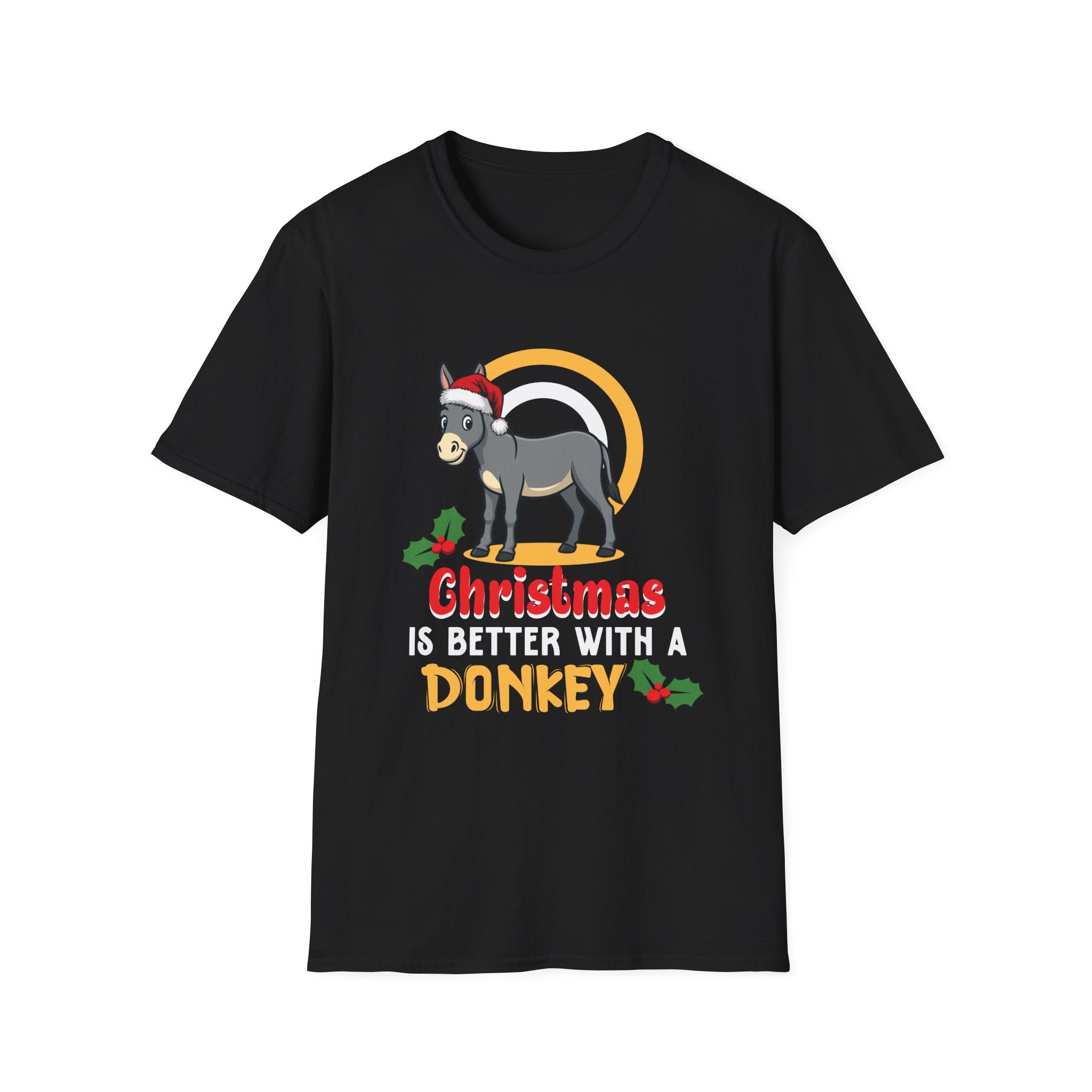 Christmas Donkey T-Shirt, Unisex Tee for Holiday Cheer, Funny Gift for Animal Lovers, Christmas Apparel, Festive Season Wear
