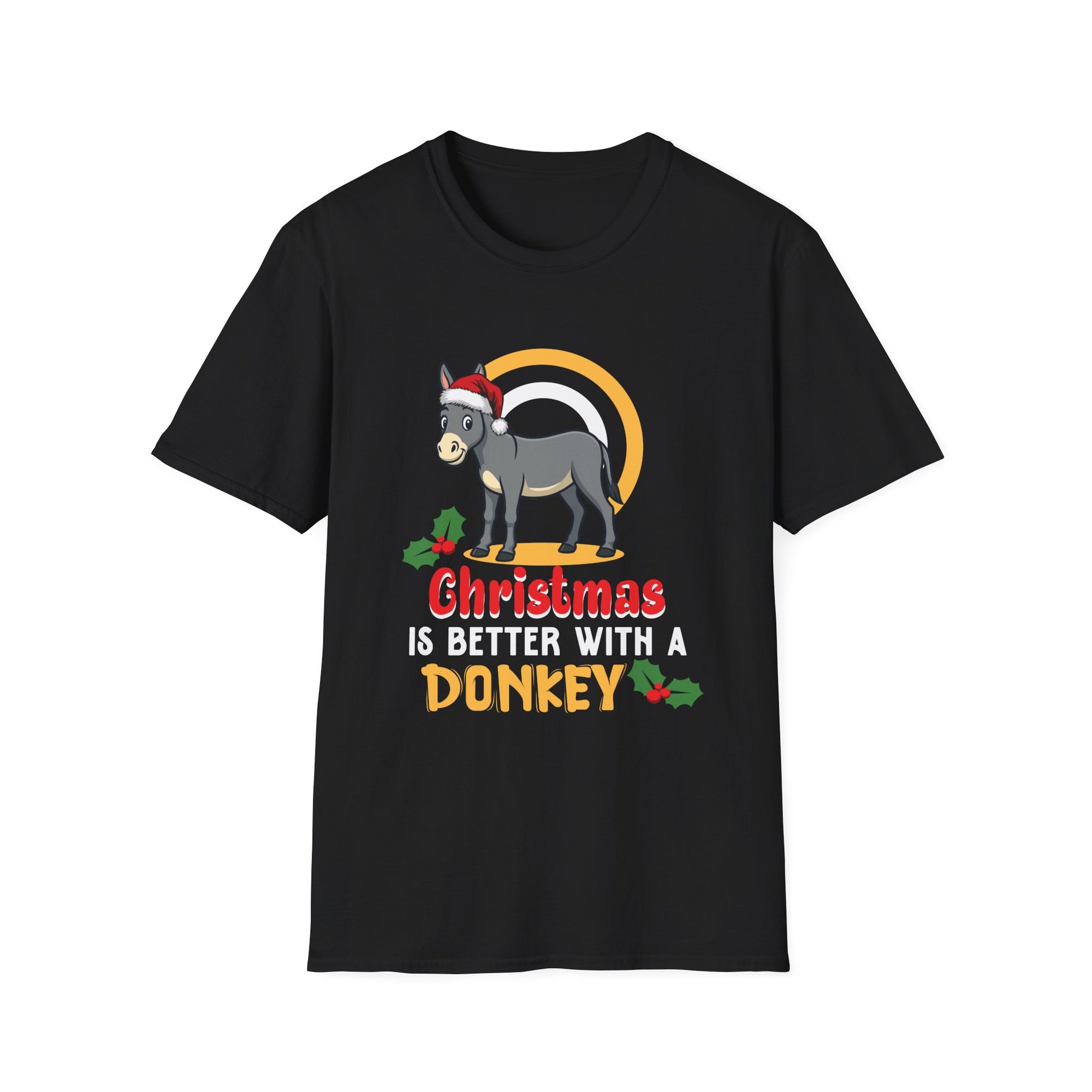 Christmas Donkey T-Shirt, Unisex Tee for Holiday Cheer, Funny Gift for Animal Lovers, Christmas Apparel, Festive Season Wear