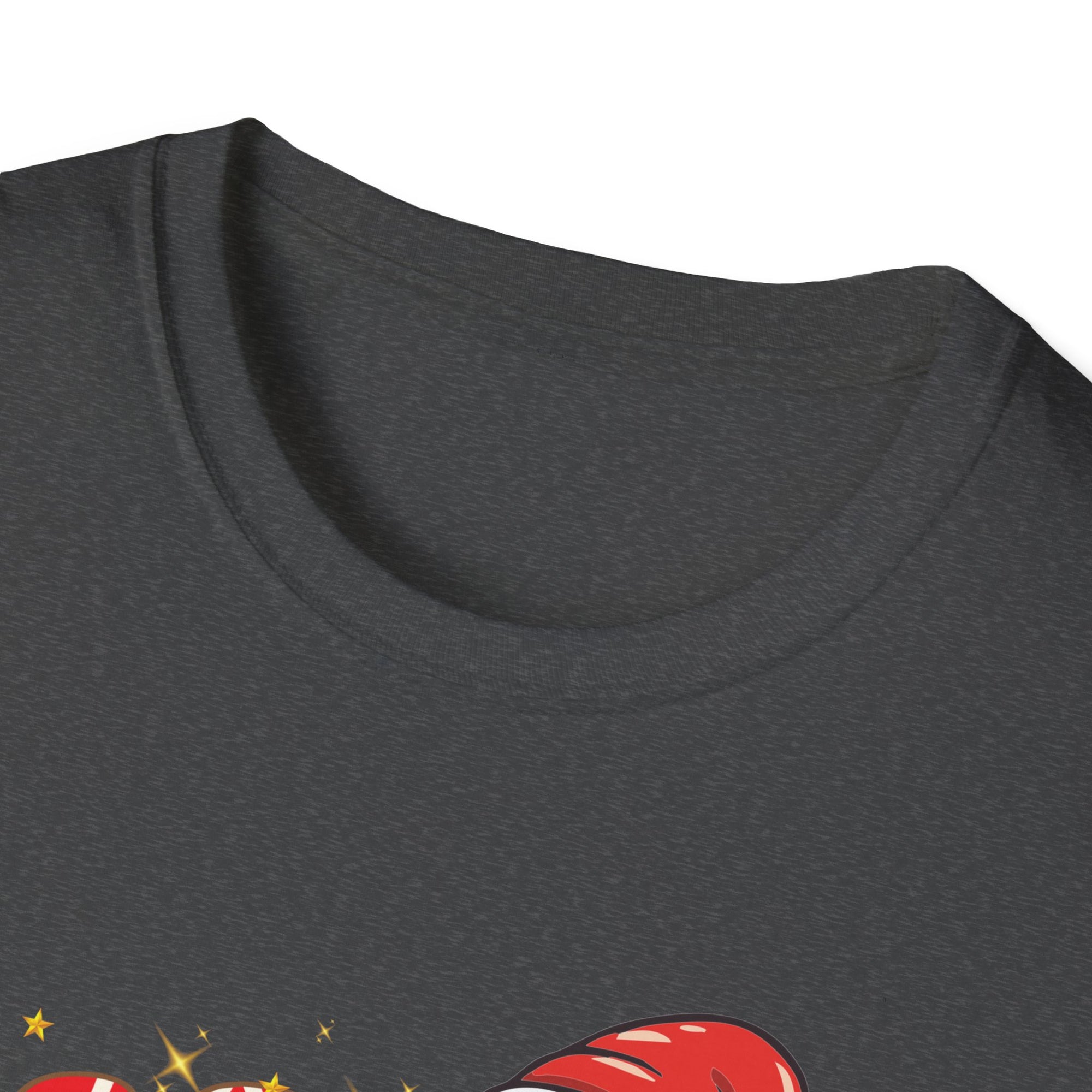 Festive Holiday T-Shirt: Cute Santa and Candy Cane Design, Christmas Gift, Unisex Softstyle Tee, Merry Christmas Shirt, Holiday Apparel