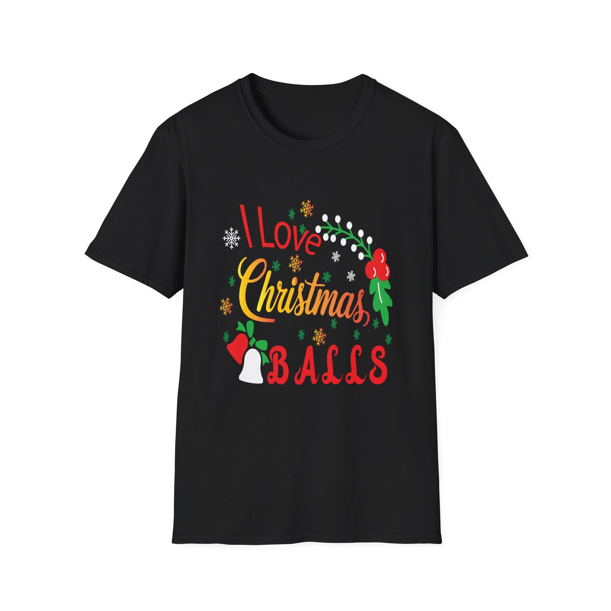 Festive Christmas T-Shirt, I Love Christmas Balls Graphic Tee, Holiday Gift, Unisex Apparel, Party Wear, Seasonal Fun