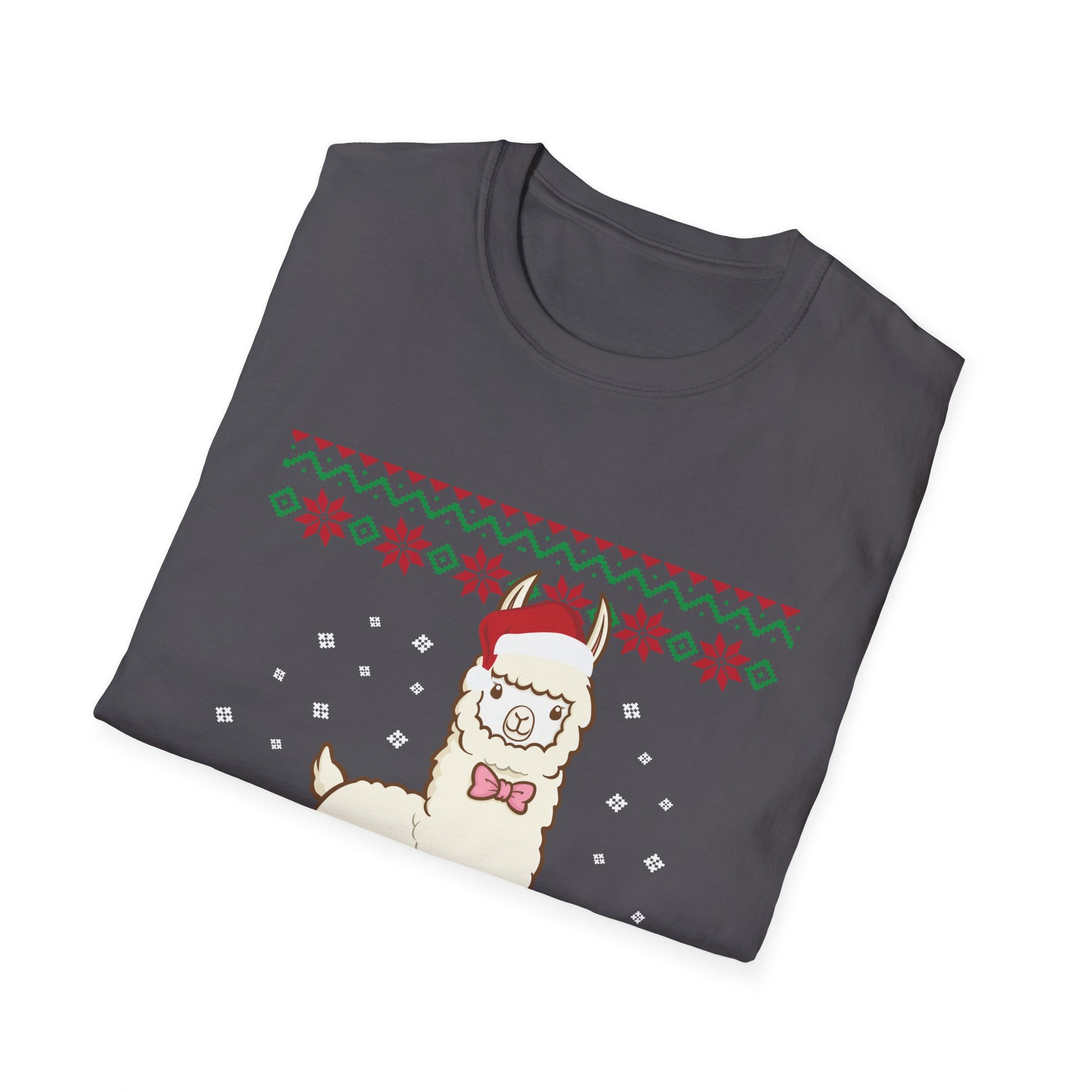 Festive Llama T-Shirt, Holiday Apparel, Christmas Gift, Unisex Softstyle Tee, Party Outfit, Animal Lover Shirt