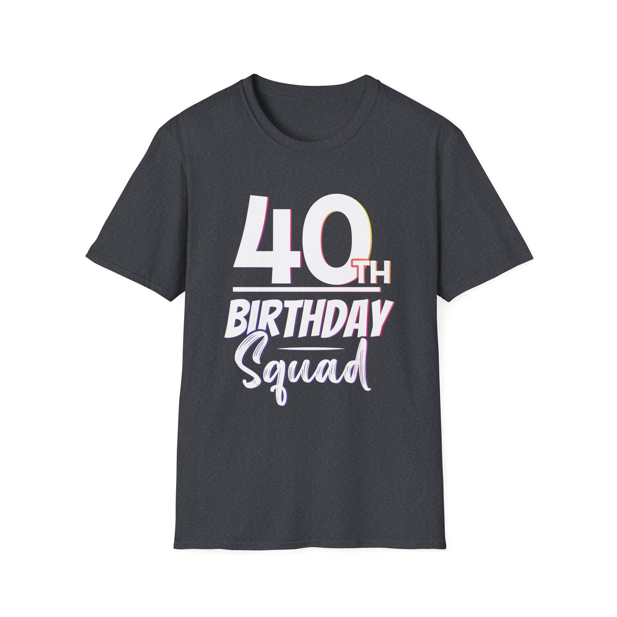 40th Birthday Squad Unisex Softstyle T-Shirt, Milestone Birthday Tee, Celebration Shirt, Birthday Party Apparel, Funny Gift for Him/Her