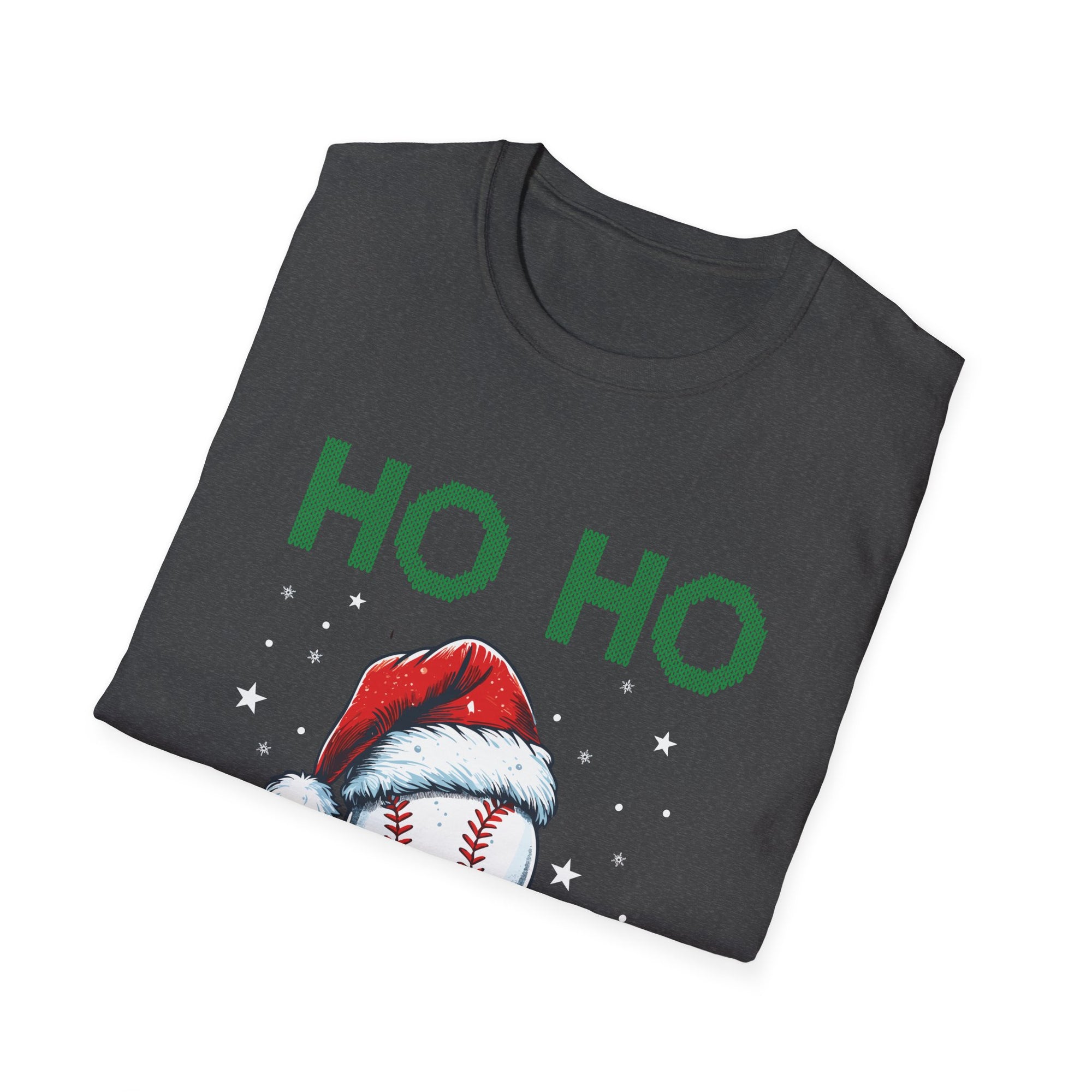 Baseball Christmas T-Shirt, Festive Holiday Tee, Unisex Softstyle Shirt, Sports Fan Gift, Ho Ho Home Run Apparel