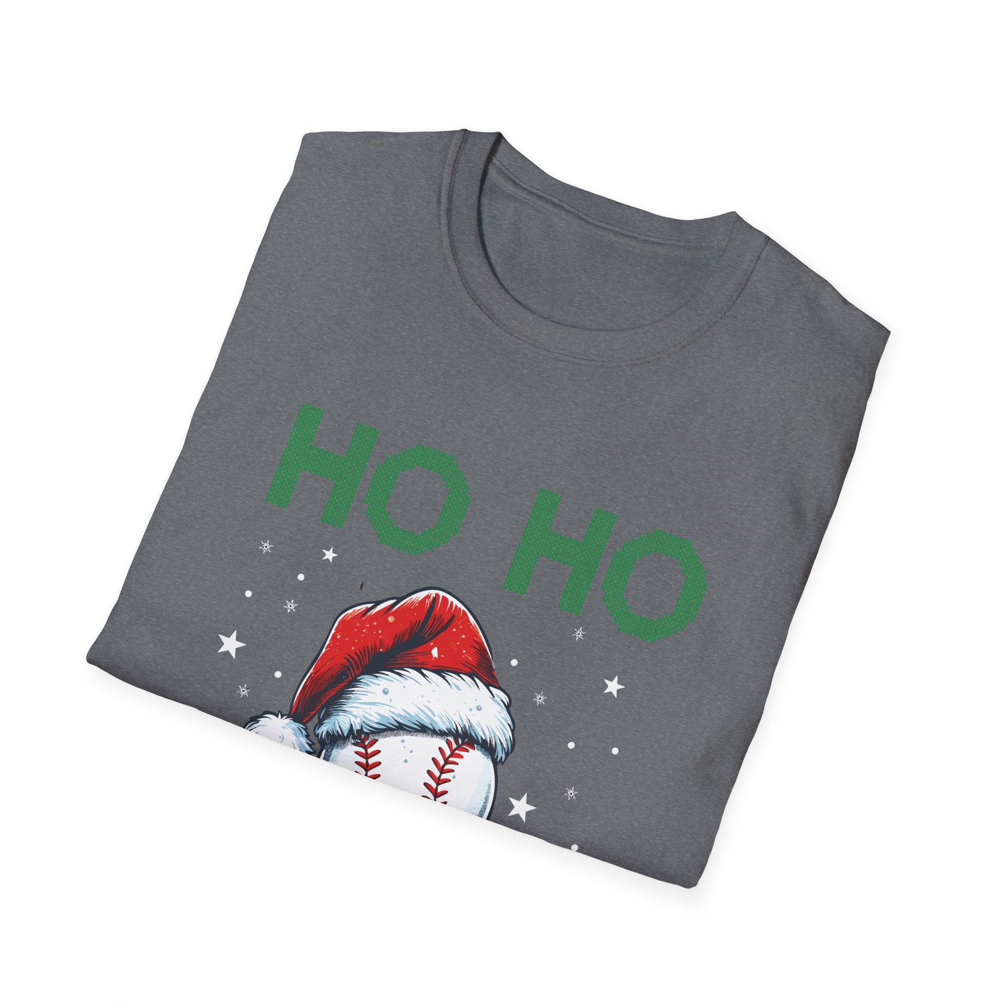 Baseball Christmas T-Shirt, Festive Holiday Tee, Unisex Softstyle Shirt, Sports Fan Gift, Ho Ho Home Run Apparel