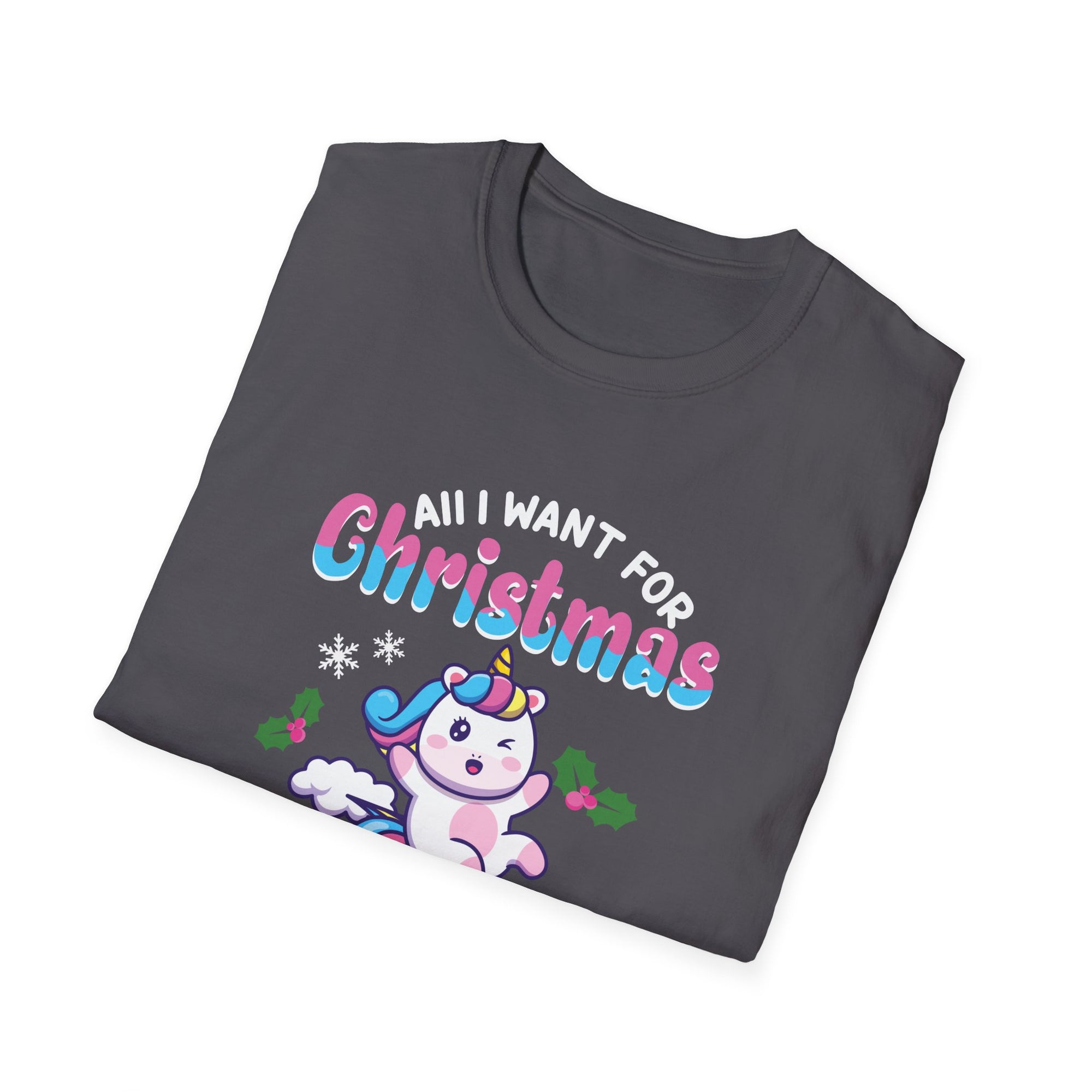 Unicorn Christmas T-Shirt, Cute Holiday Tee, Unicorn Lover Gift, Unisex Softstyle Tee, Christmas Apparel, Fun Gift Idea