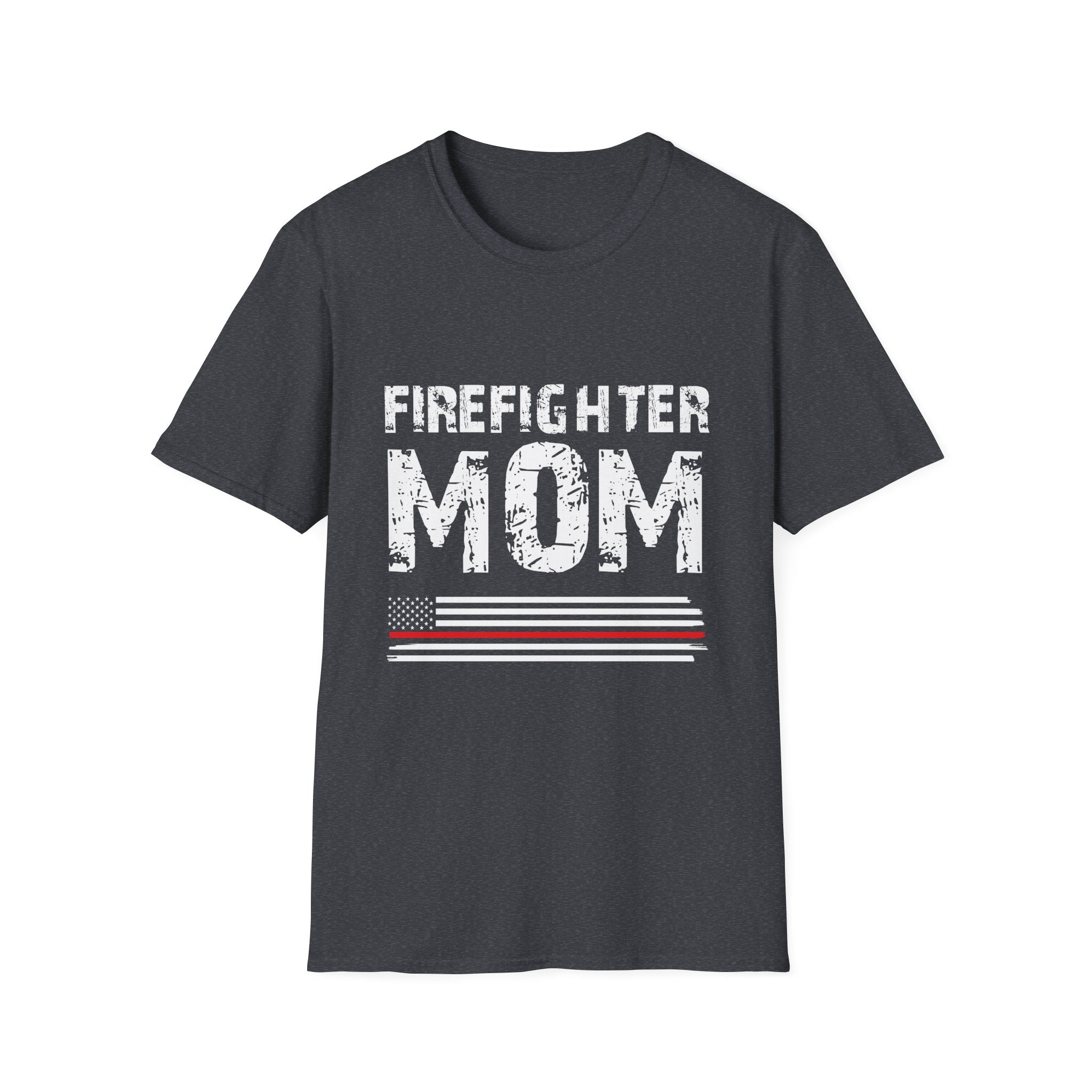 Firefighter Mom Mother Support the Thin Red Line Flag Son Unisex Softstyle T-Shirt