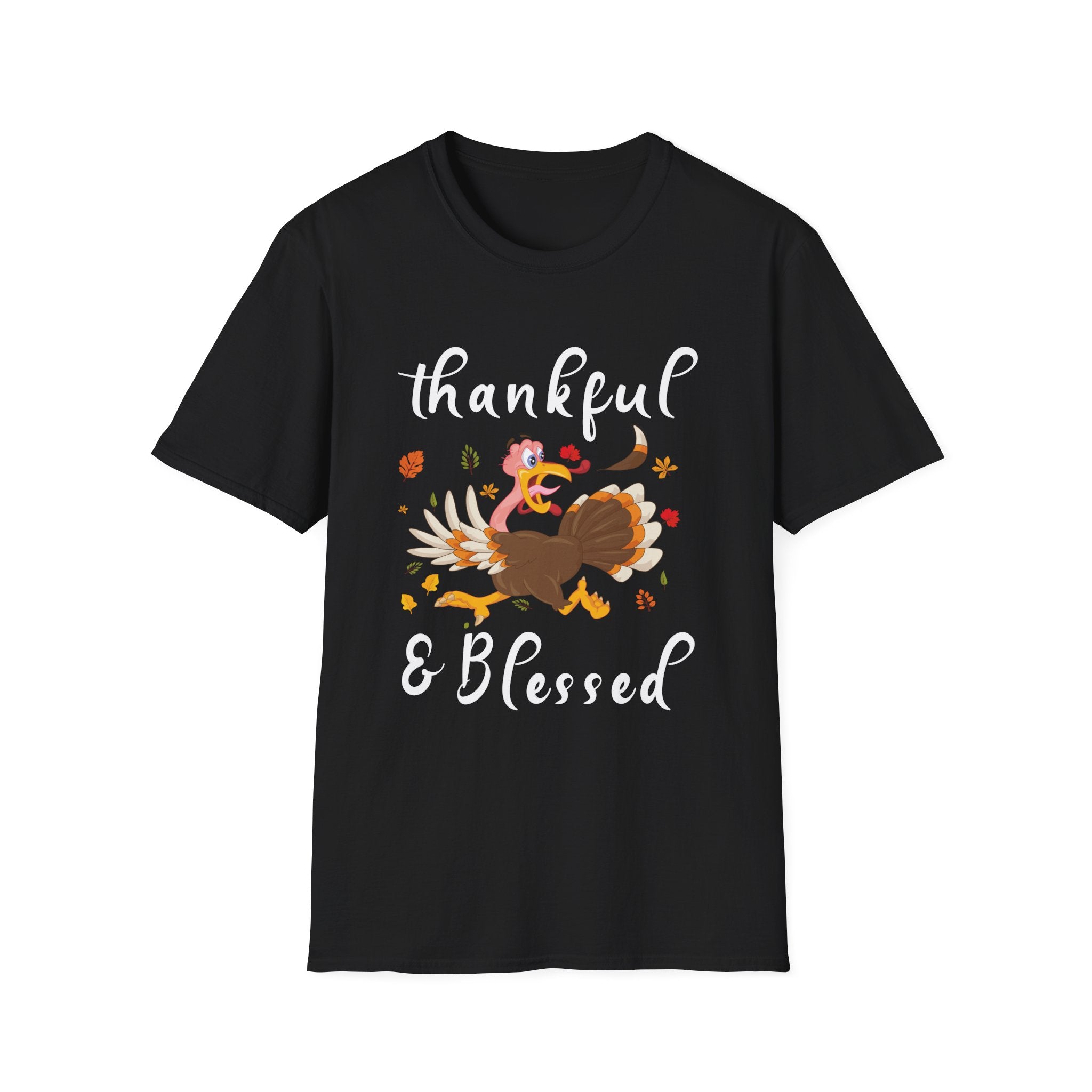 Thankful & Blessed Unisex Softstyle T-Shirt | Fall Fashion, Thanksgiving Tee, Everyday Casual Wear, Gift for Friends & Family