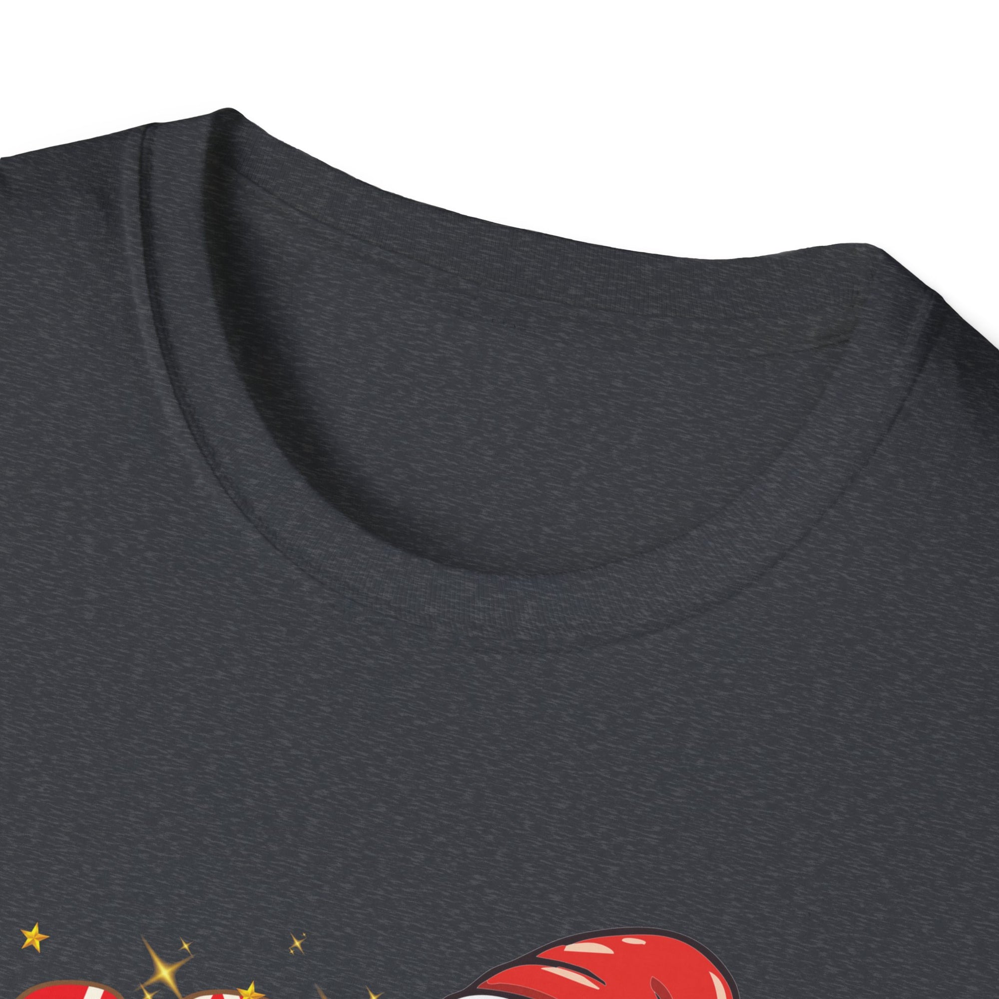 Festive Holiday T-Shirt: Cute Santa and Candy Cane Design, Christmas Gift, Unisex Softstyle Tee, Merry Christmas Shirt, Holiday Apparel