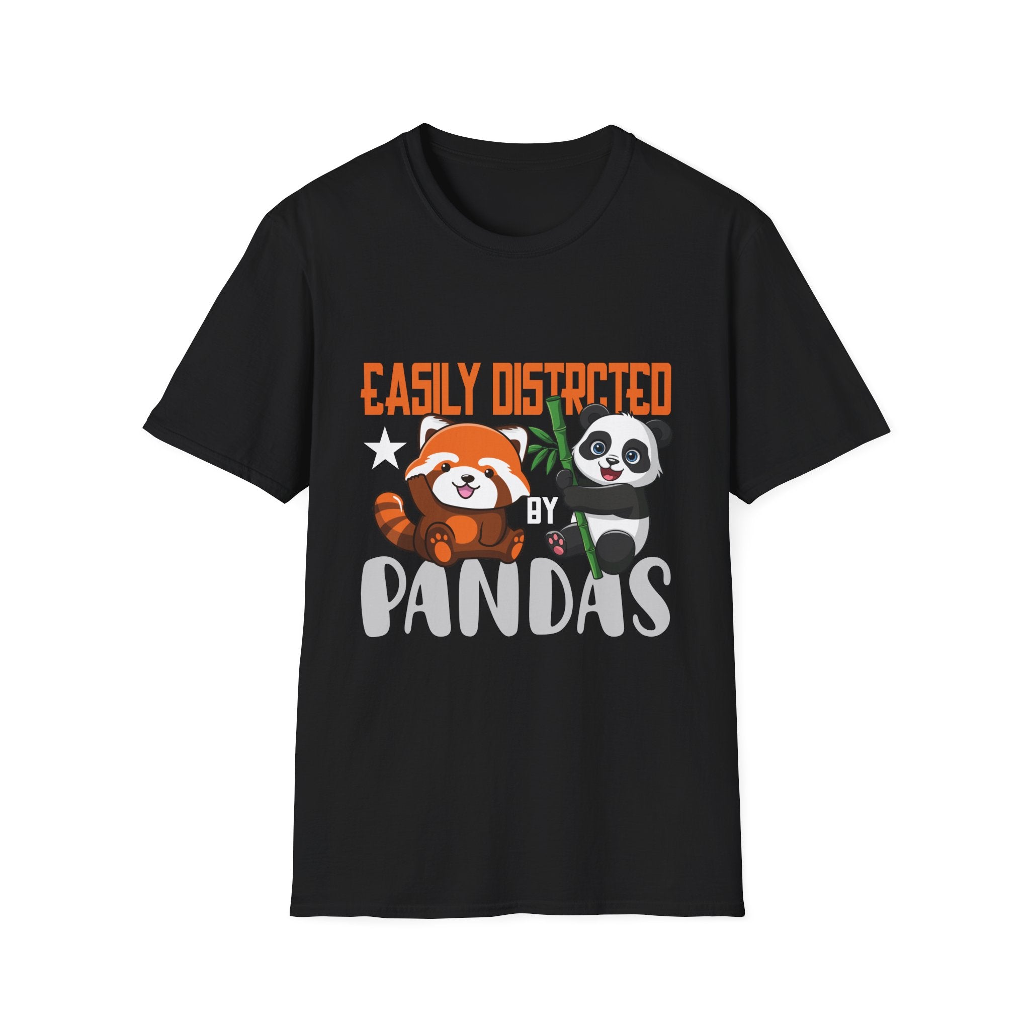 Easily Distracted by Pandas Cute Red Panda and Panda Unisex Softstyle T-Shirt