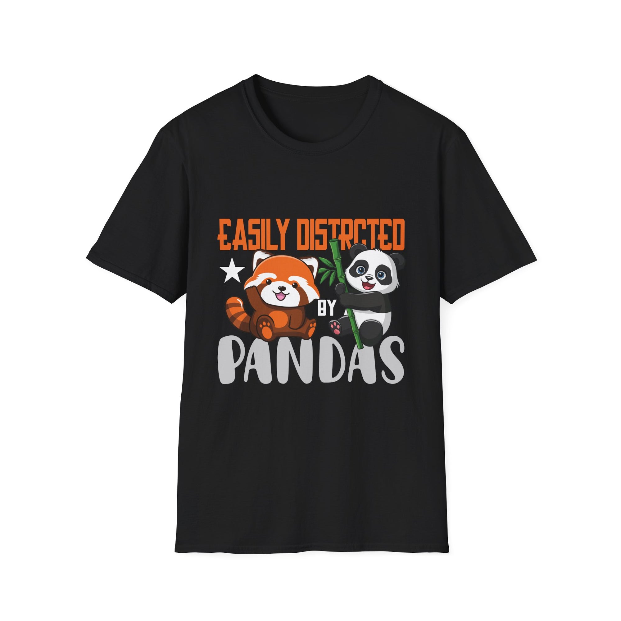 Easily Distracted by Pandas Cute Red Panda and Panda Unisex Softstyle T-Shirt