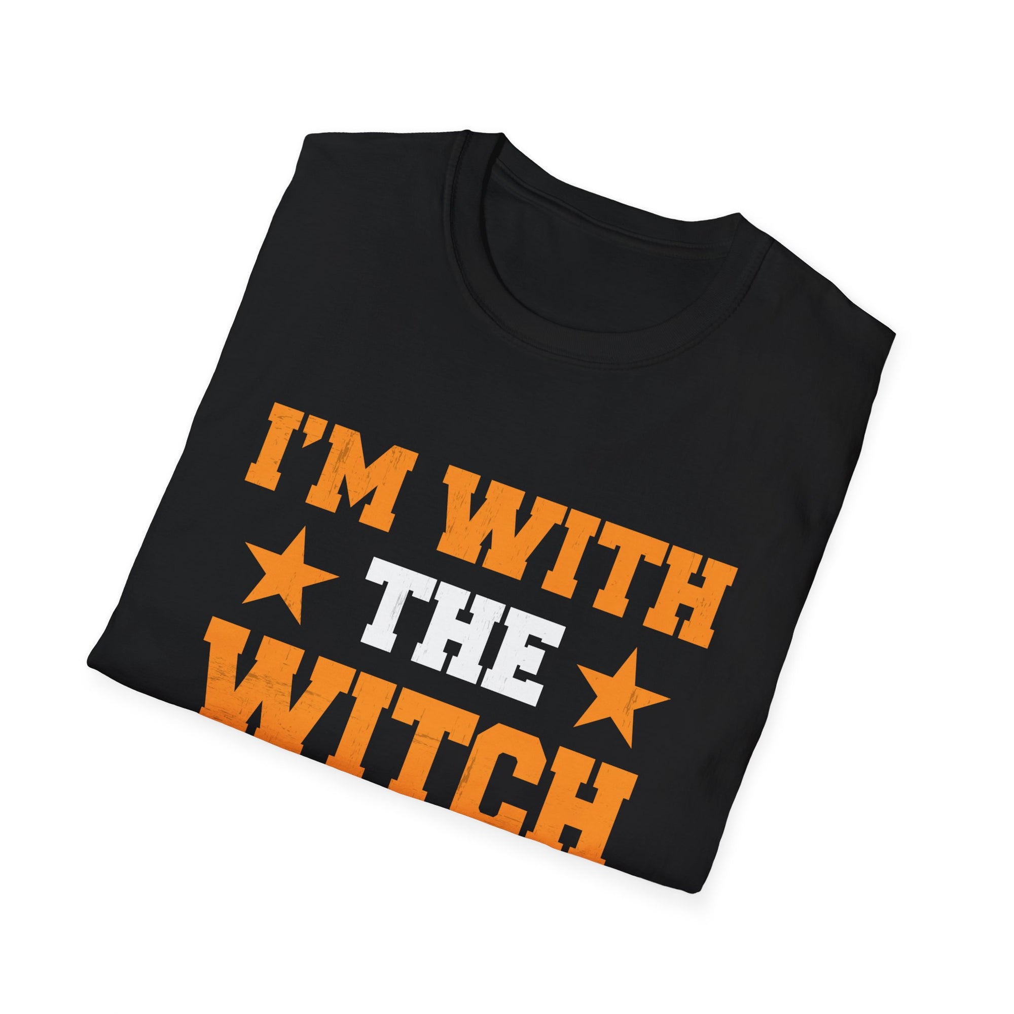 Witch Partner T-Shirt, Unisex Softstyle Tee, Halloween Shirt, Funny Witch Shirt, Gift for Halloween Lover, I'm With The Witch Tee