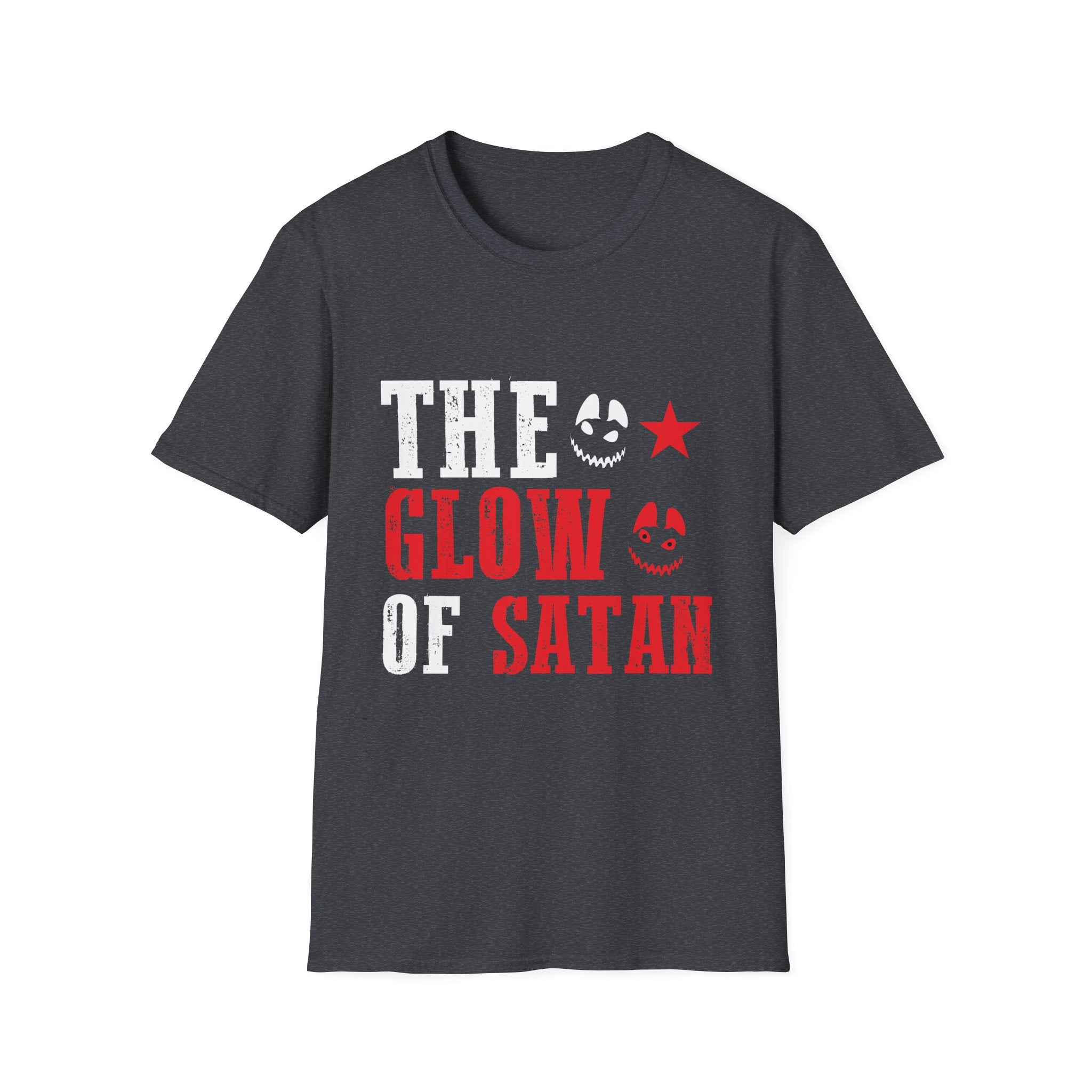 Glow of Satan Unisex Tee | Comfortable Halloween Apparel, Spooky Gift, Graphic T-Shirt, Horror Fan Clothing, Festival Outfit