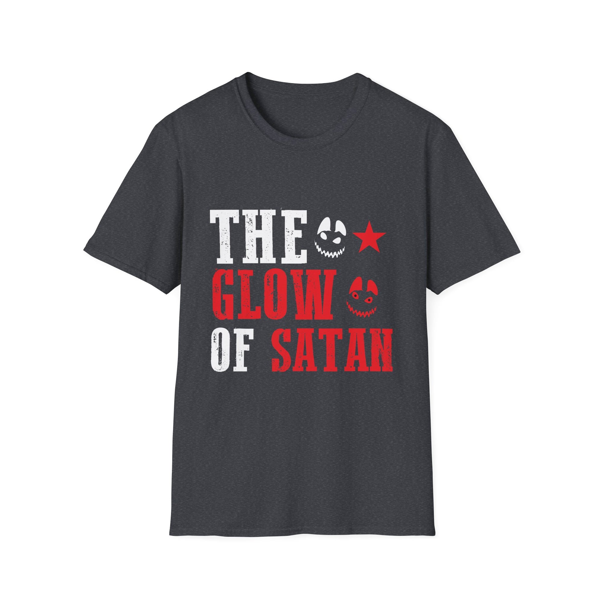 Glow of Satan Unisex Tee | Comfortable Halloween Apparel, Spooky Gift, Graphic T-Shirt, Horror Fan Clothing, Festival Outfit