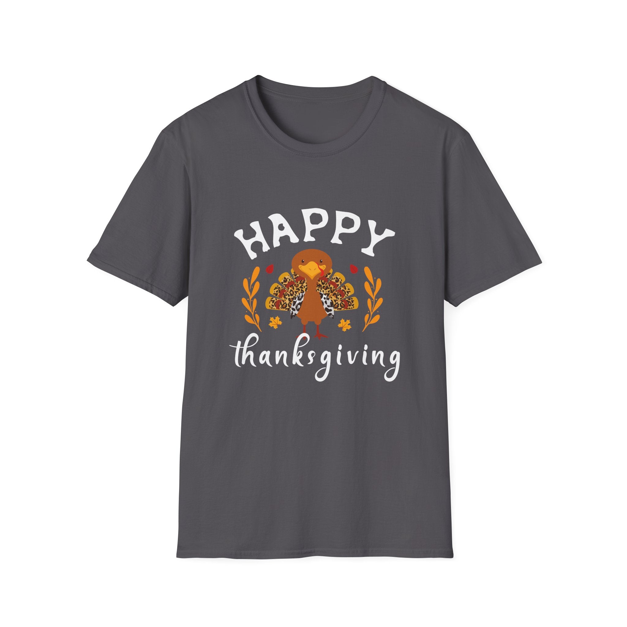 Happy Thanksgiving Unisex Softstyle T-Shirt, Fall Apparel, Thanksgiving Gift, Cozy Tee, Family Gathering, Holiday Outfit