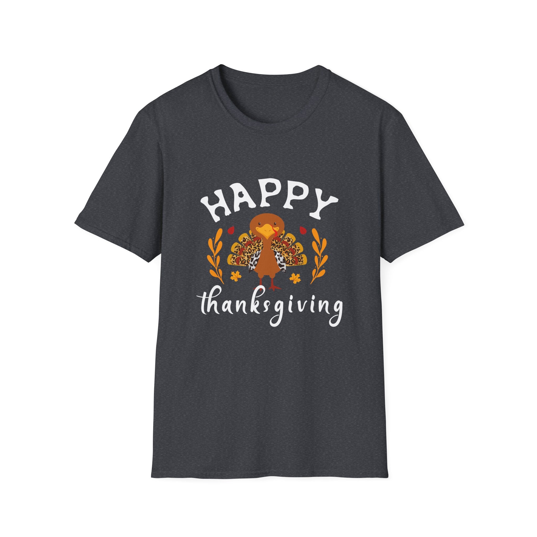 Happy Thanksgiving Unisex Softstyle T-Shirt, Fall Apparel, Thanksgiving Gift, Cozy Tee, Family Gathering, Holiday Outfit