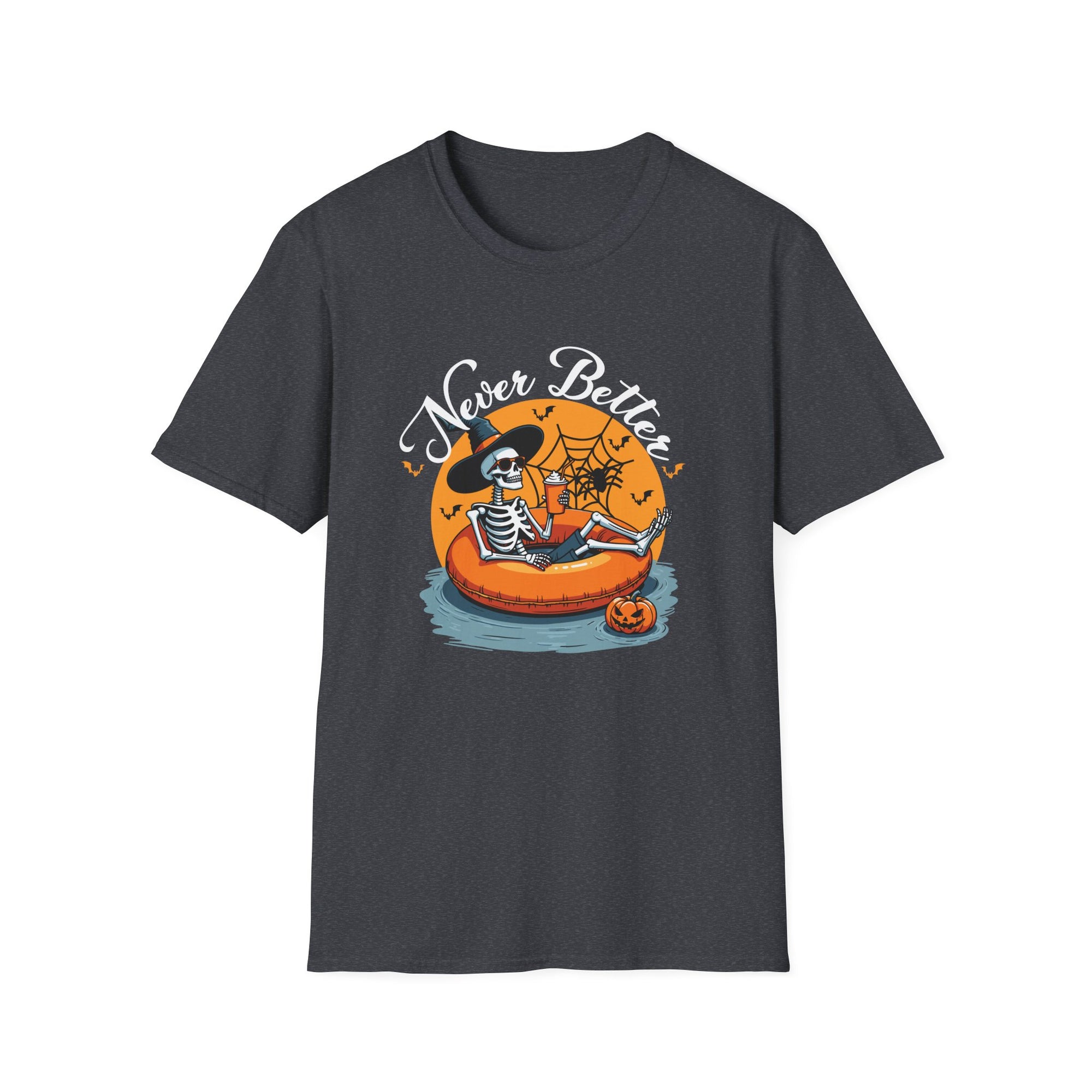 Spooky Skeleton T-Shirt | Halloween Casual Tee, Fall Fashion, Unisex Graphic Tee, Pumpkin-themed Shirt, Skeleton Print Tee