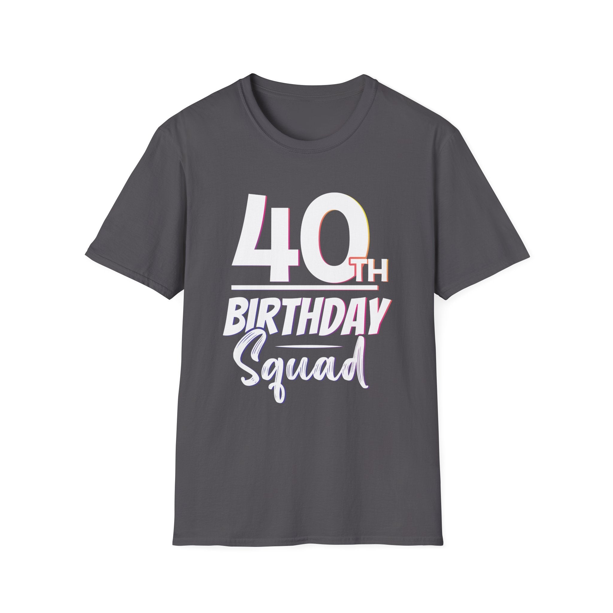 40th Birthday Squad Unisex Softstyle T-Shirt, Milestone Birthday Tee, Celebration Shirt, Birthday Party Apparel, Funny Gift for Him/Her
