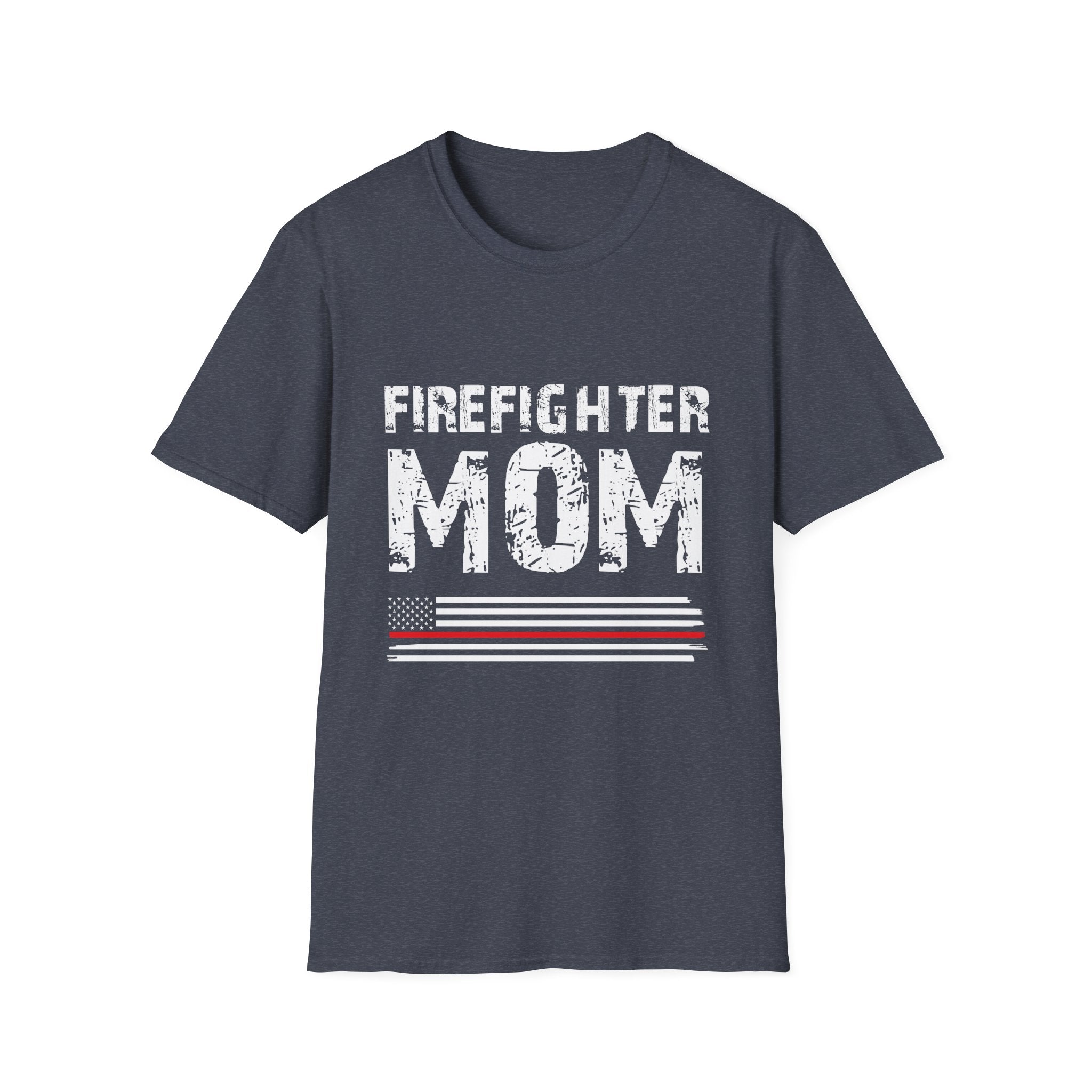 Firefighter Mom Mother Support the Thin Red Line Flag Son Unisex Softstyle T-Shirt