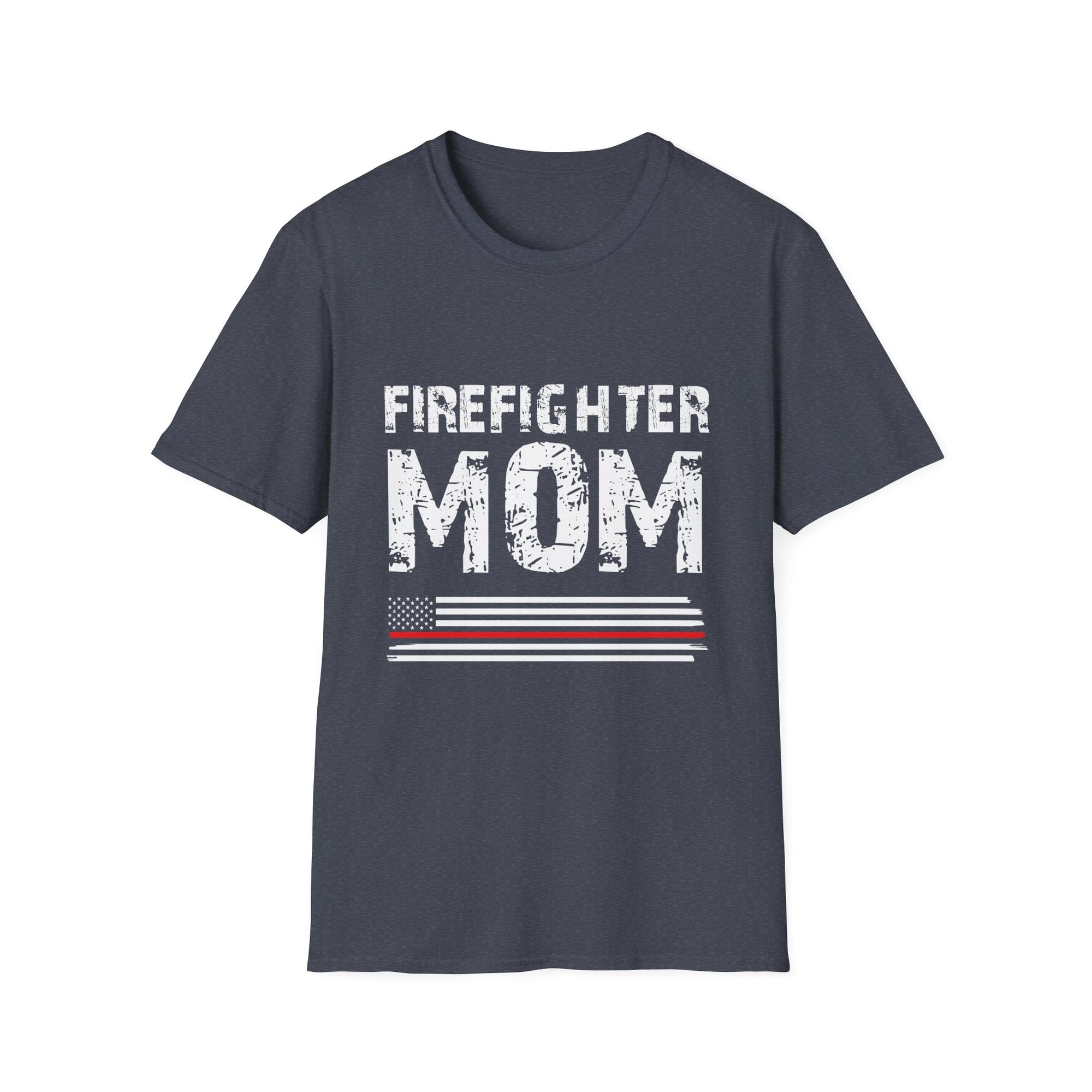 Firefighter Mom Mother Support the Thin Red Line Flag Son Unisex Softstyle T-Shirt