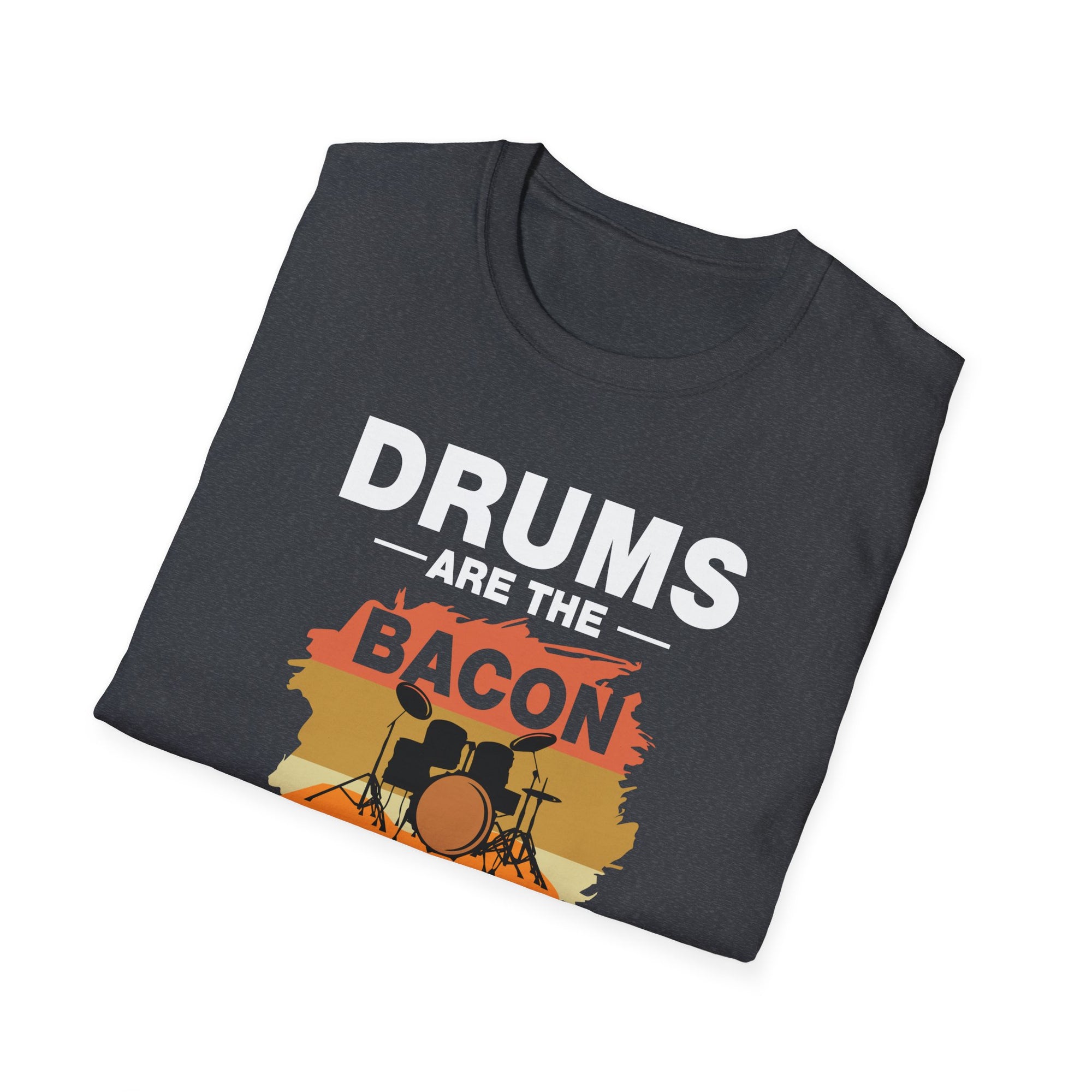 Drum Lover's Bacon T-Shirt, Music Enthusiast Gift, Funny Drummer Tee, Musical Apparel, Unique Band Shirt, Ideal for Musicians