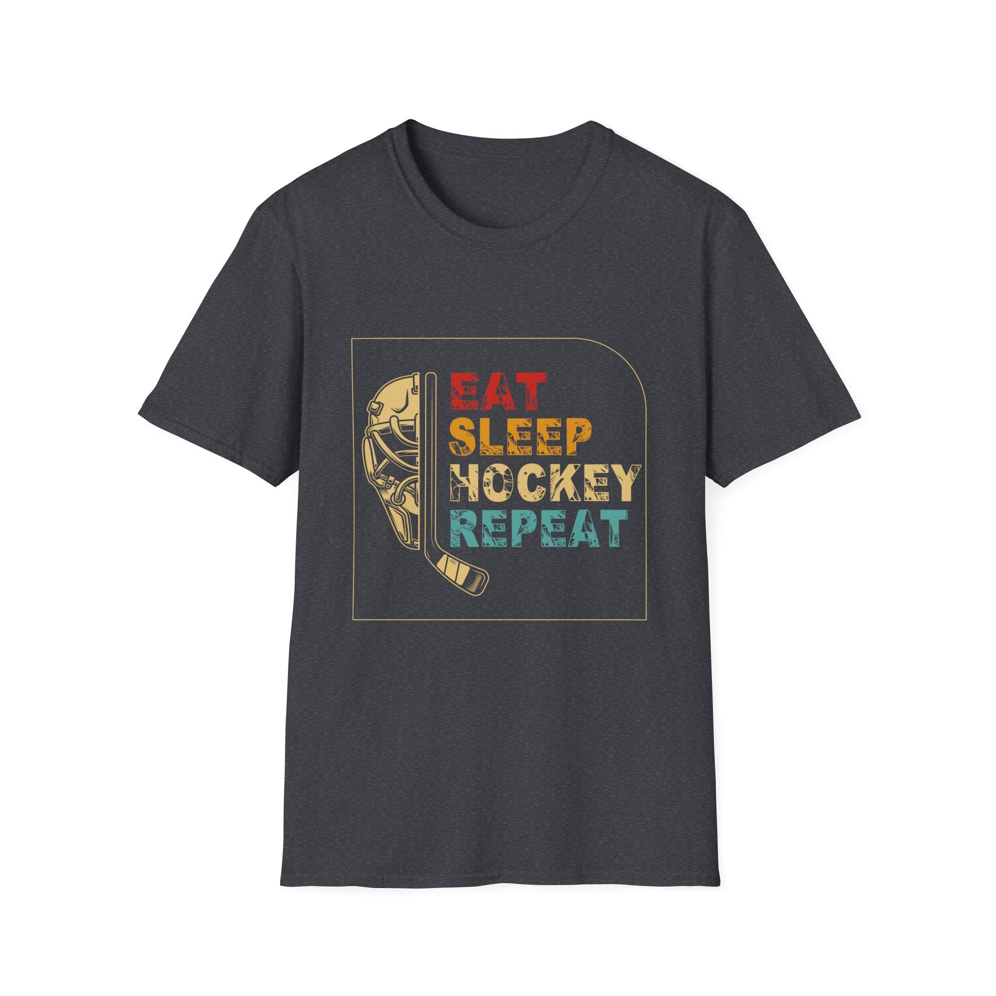 Eat Sleep Hockey Repeat Unisex Softstyle T-Shirt, Hockey Apparel, Sports Fan Shirt, Gift for Hockey Lover, Casual Wear