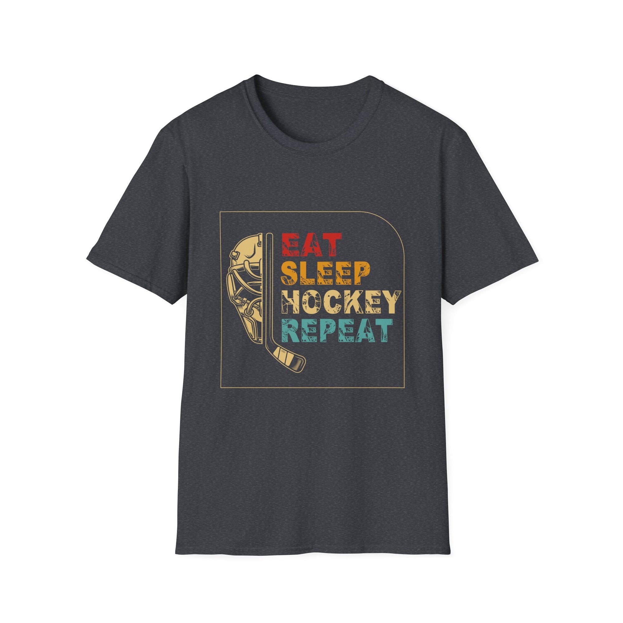 Eat Sleep Hockey Repeat Unisex Softstyle T-Shirt, Hockey Apparel, Sports Fan Shirt, Gift for Hockey Lover, Casual Wear