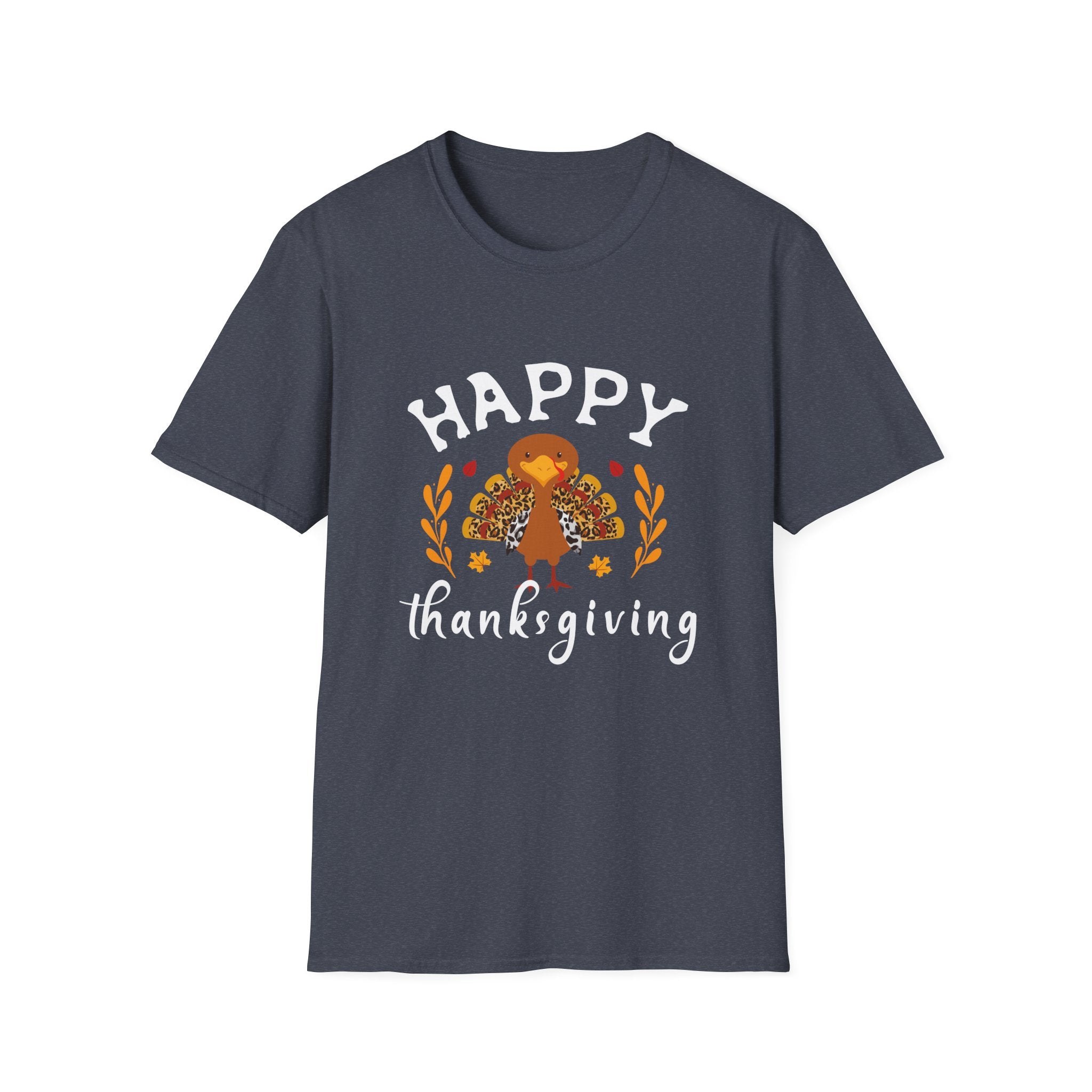 Happy Thanksgiving Unisex Softstyle T-Shirt, Fall Apparel, Thanksgiving Gift, Cozy Tee, Family Gathering, Holiday Outfit