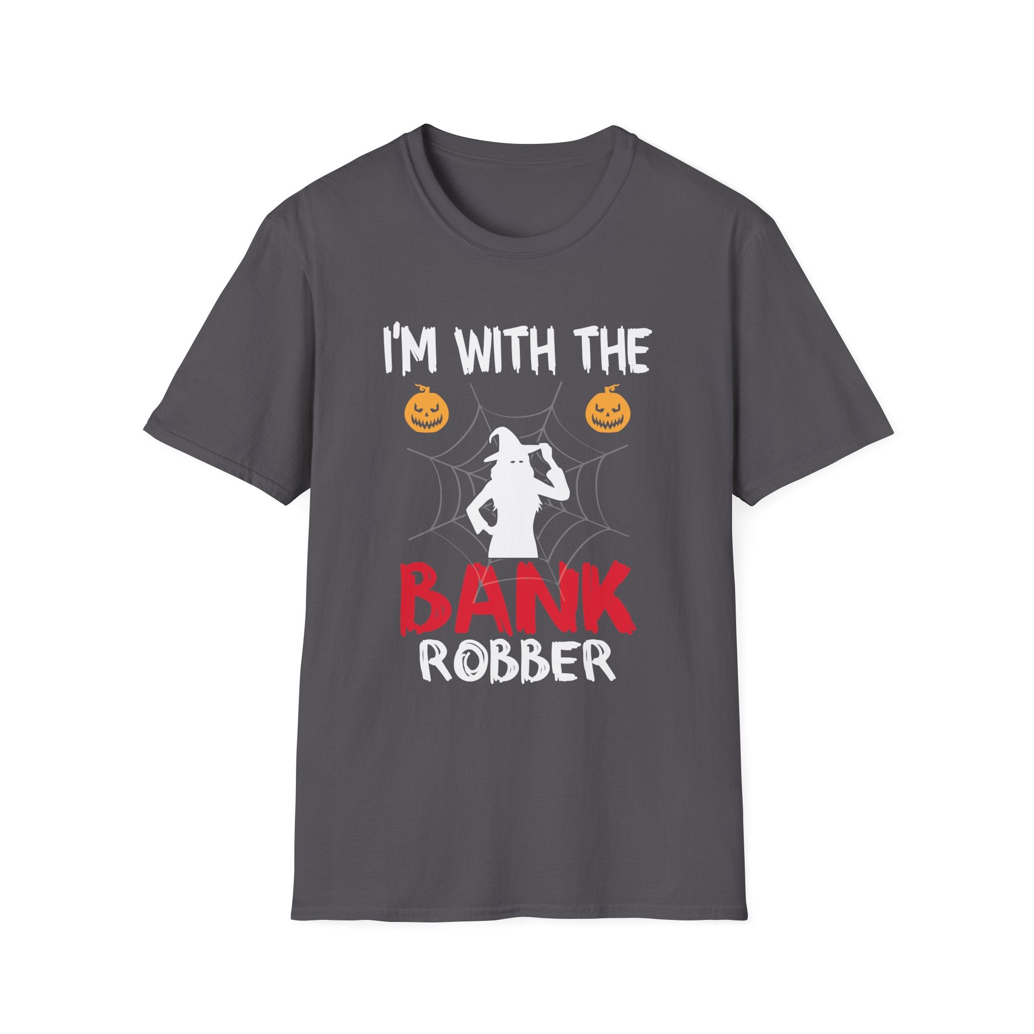 Halloween Bank Robber T-Shirt, Unisex Softstyle Tee, Spooky Season Apparel, Funny Costume Shirt, Perfect for Halloween Parties